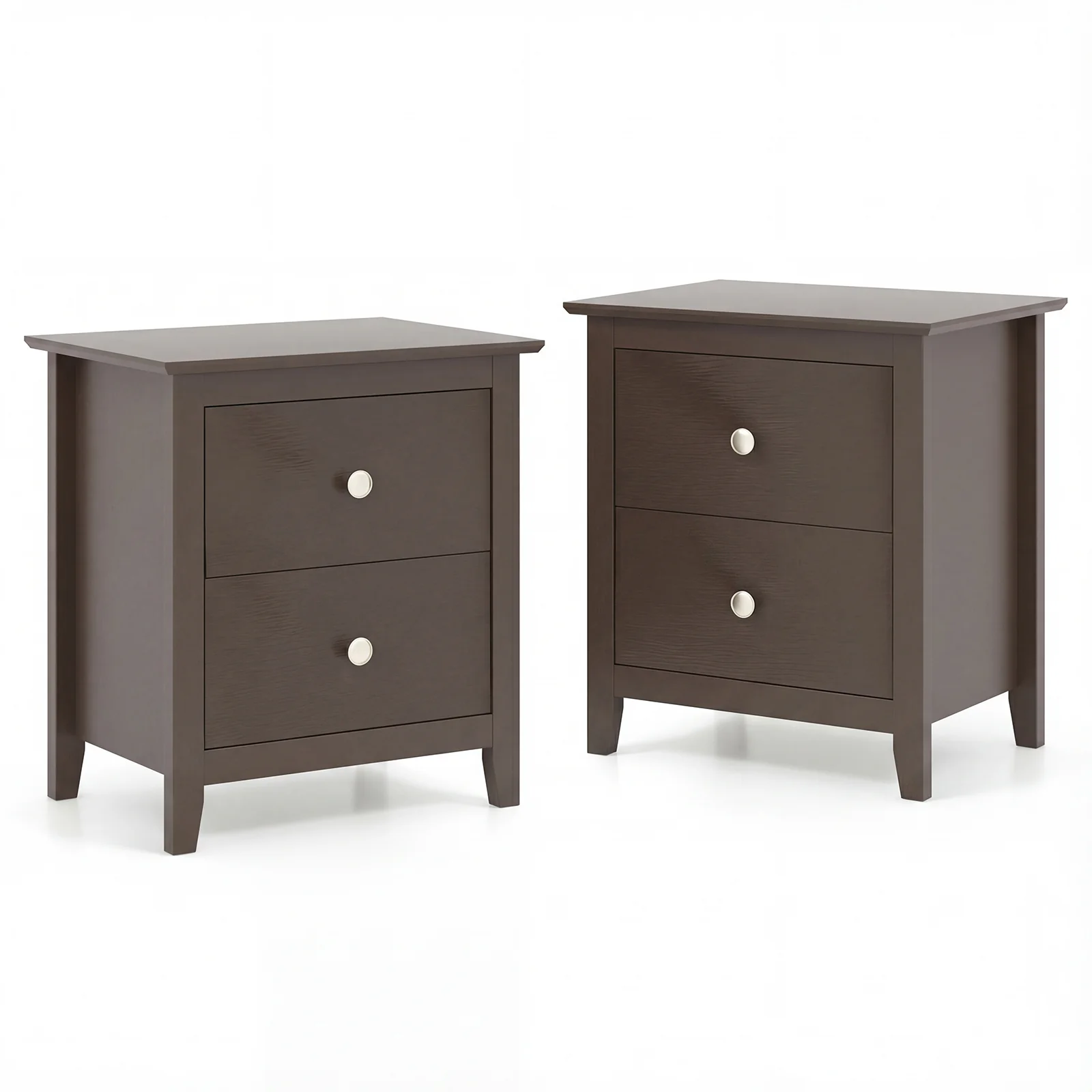 Modern Nightstand Set, 2 Drawers, Brown - Image 4