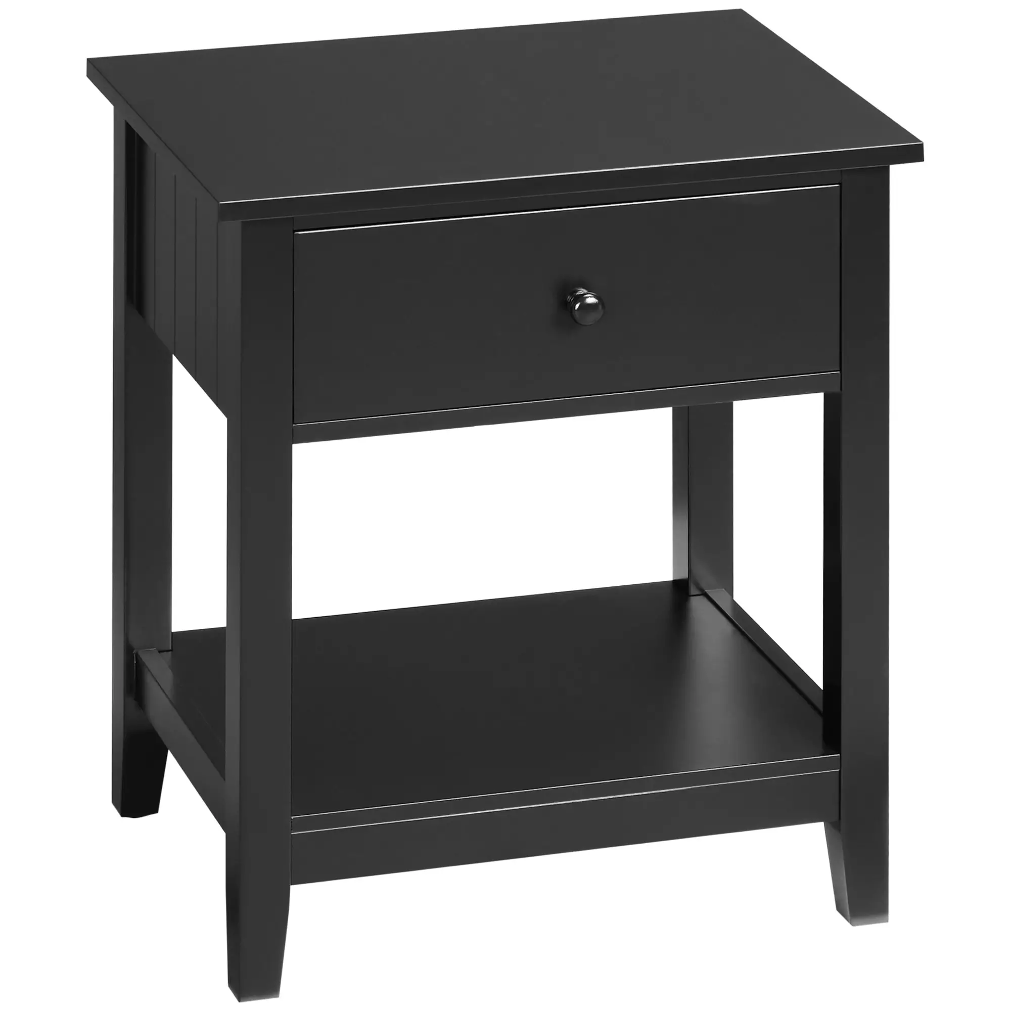 Modern Nightstand, Small End Table with Drawer, Storage Shelf, Black - Image 11