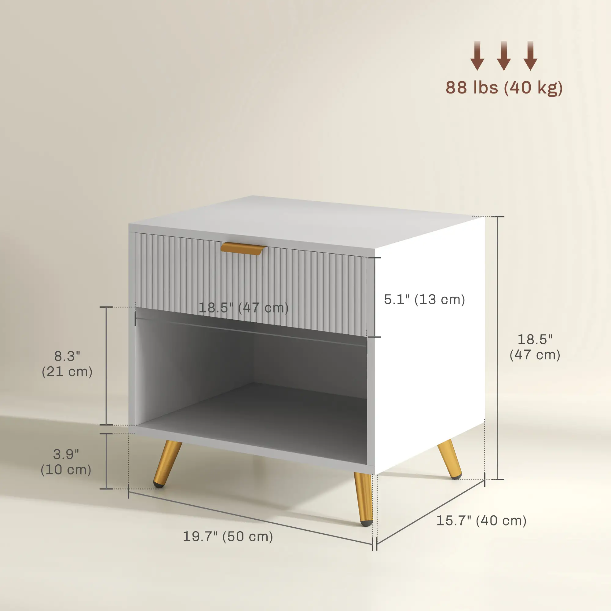 Modern Nightstand with Drawer, Open Compartment, White - Image 3