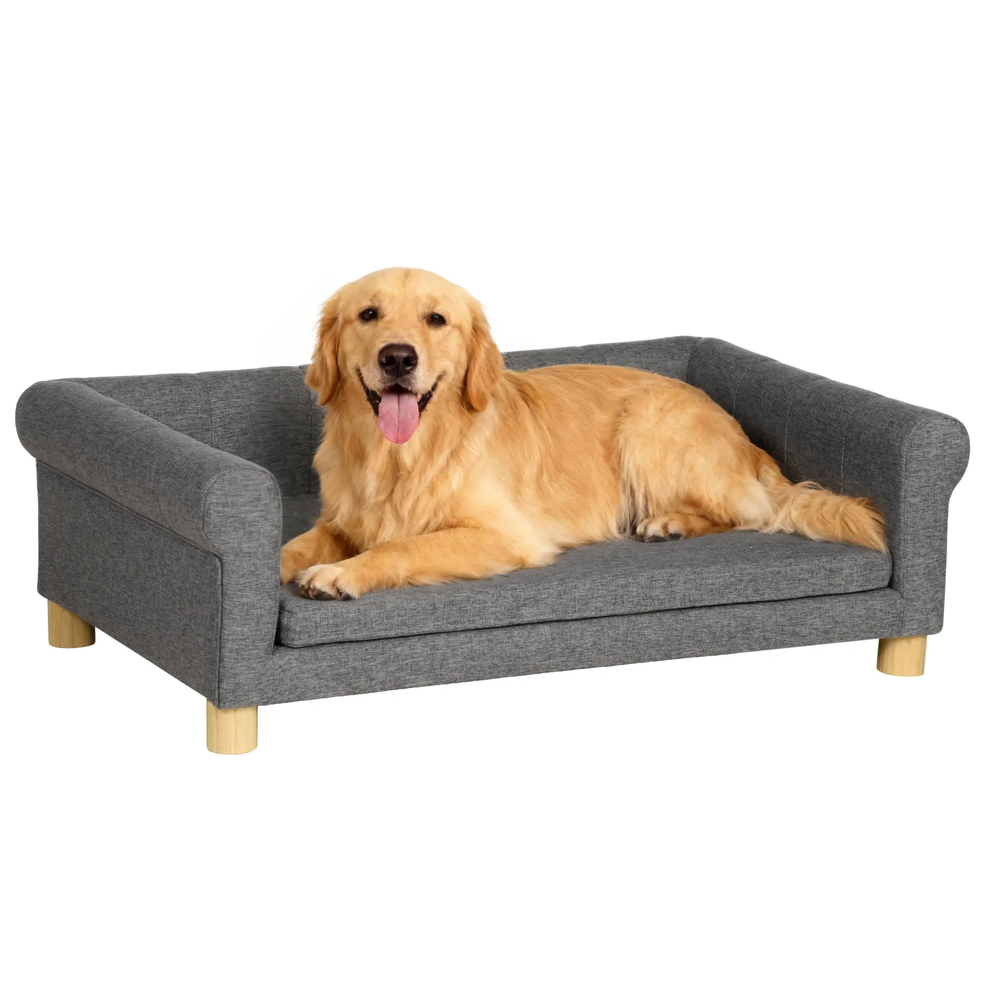 Modern Pet Sofa, Medium Large Dog Bed, Removable Cushion, Dark Grey