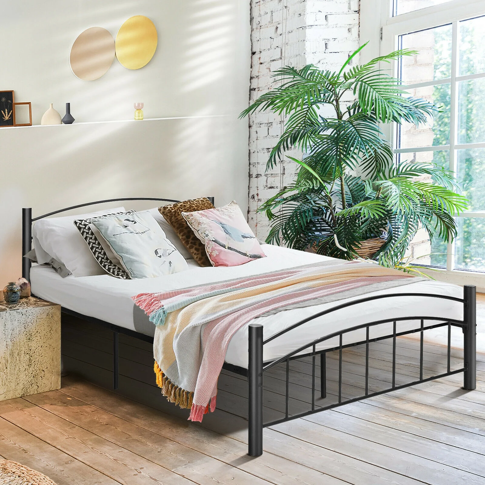 Modern Platform Bed With Headboard, Full Size, Black - Image 3