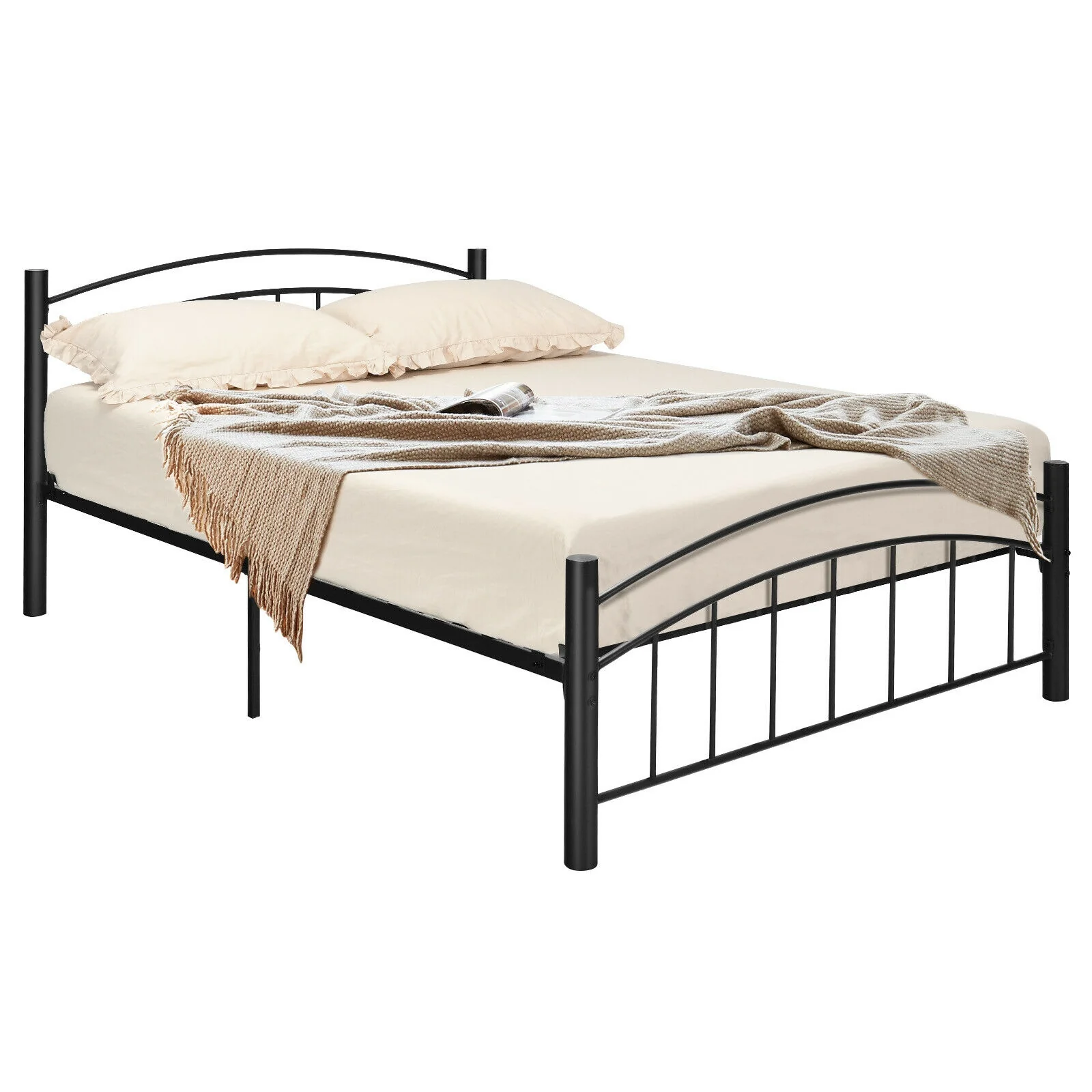 Modern Platform Bed With Headboard, Full Size, Black - Image 5