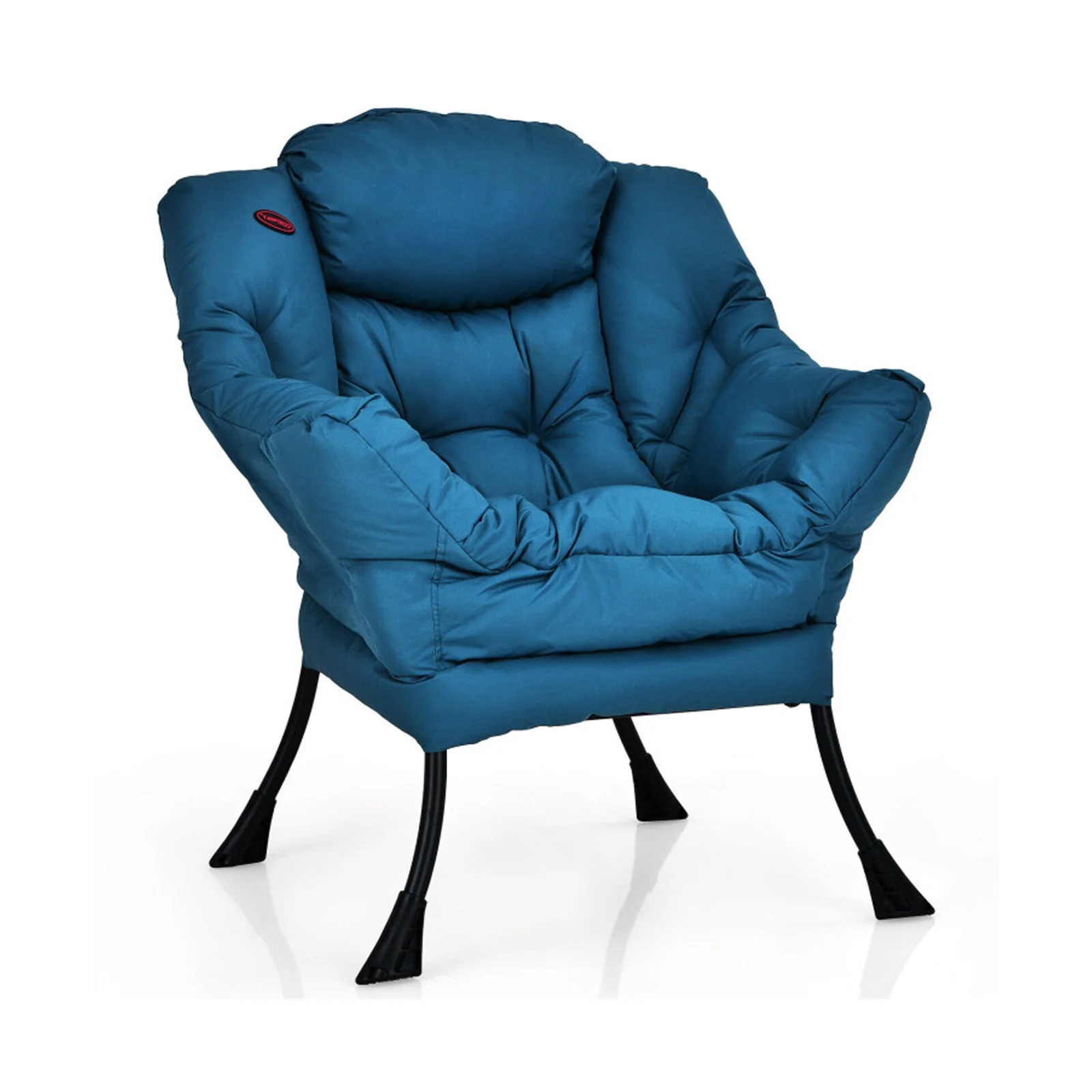 Modern Polyester Fabric Lazy Chair, Steel Frame, Side Pocket, Navy - Image 4