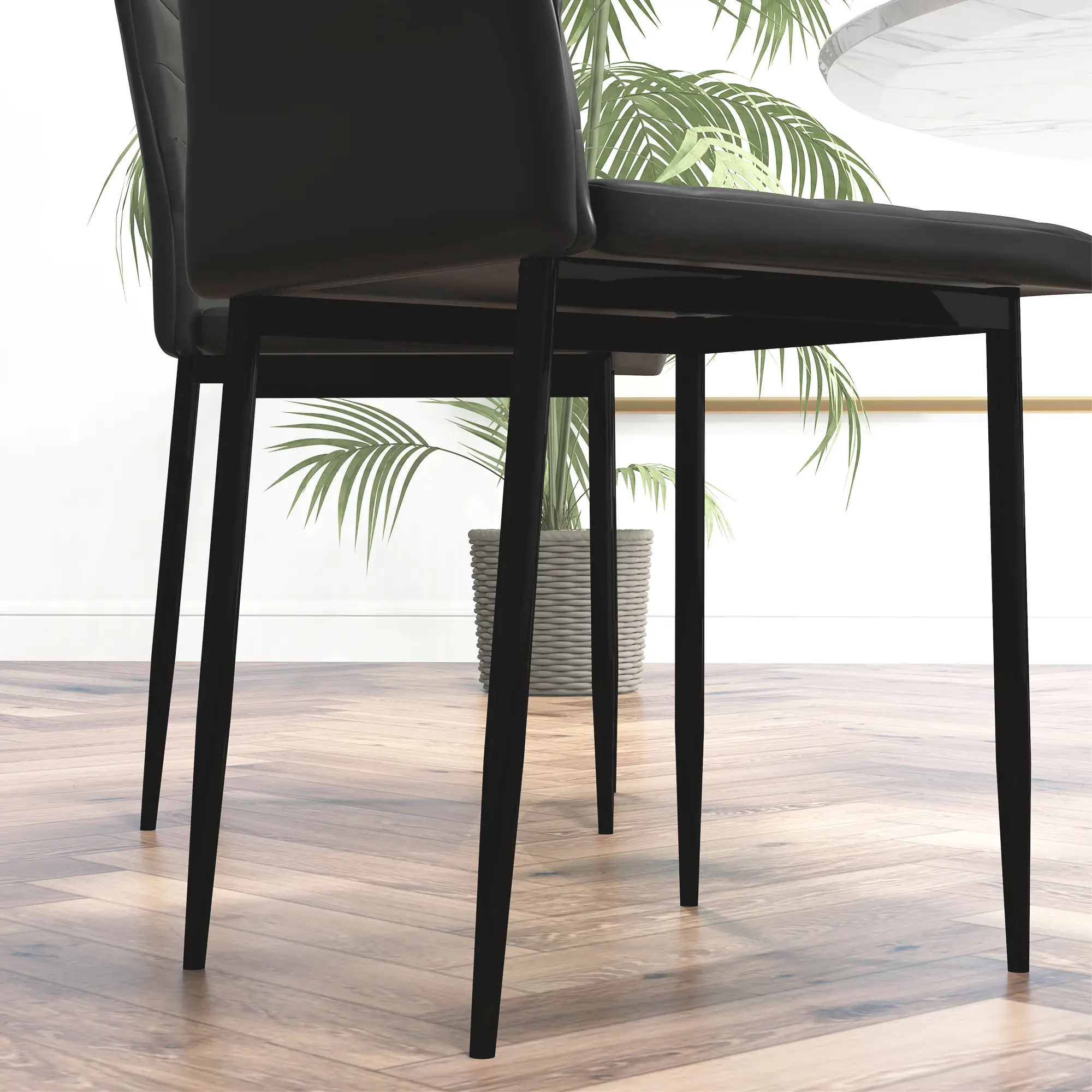 Modern PU Leather Dining Chairs, Set of 6, Metal Legs, Black - Image 6