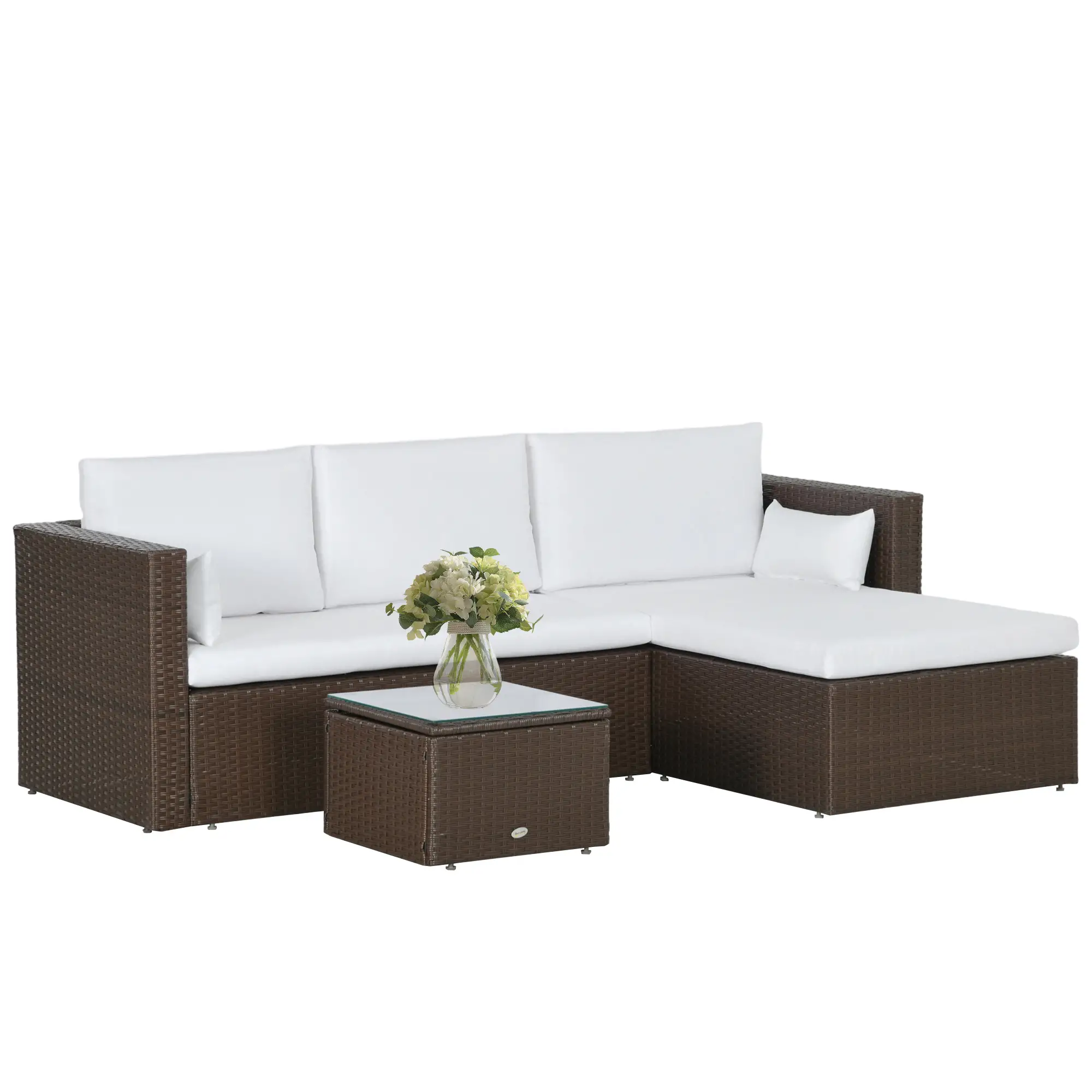Modern Rattan Sofa Set, 3pcs, Wicker Patio Furniture with Coffee Table - Image 11