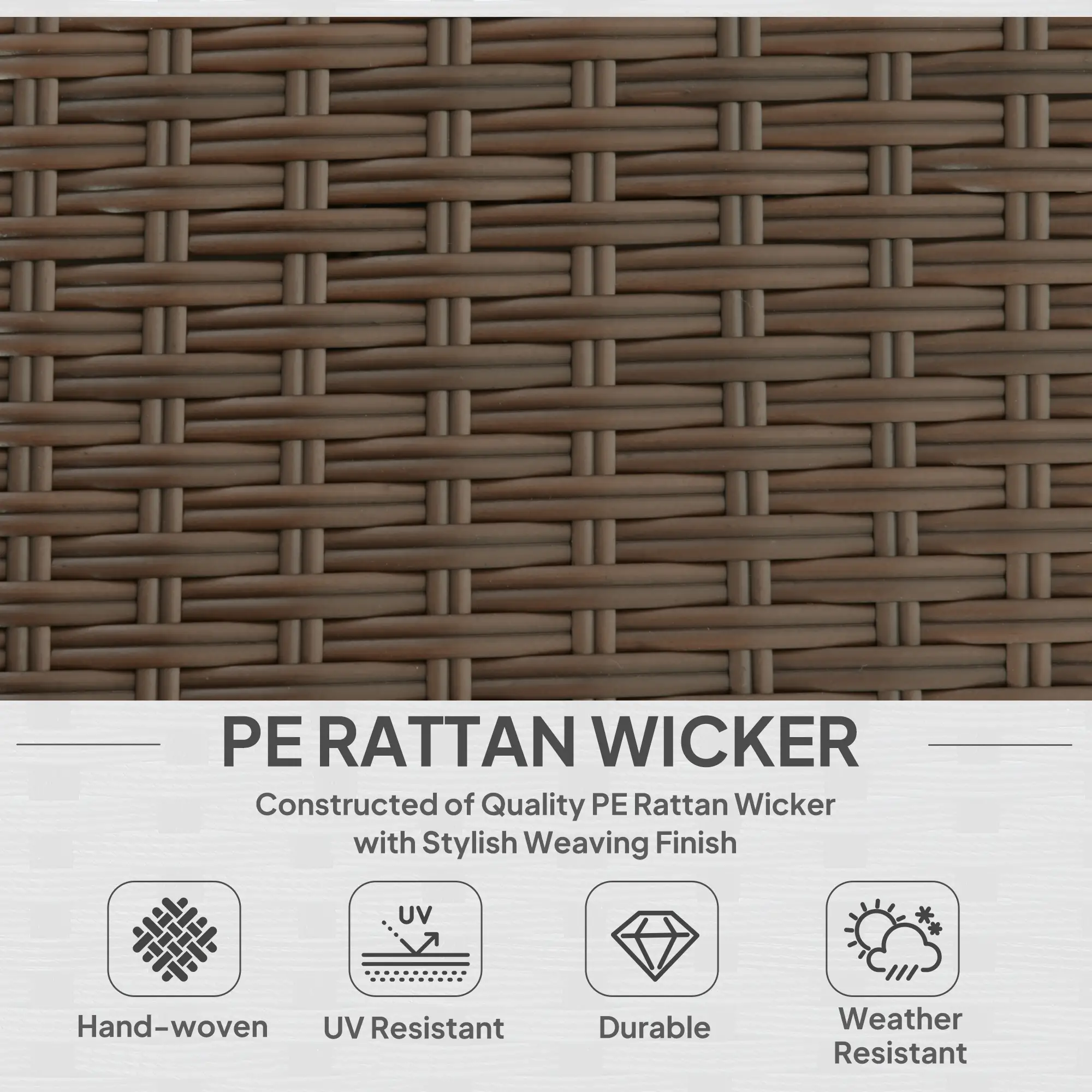 Modern Rattan Sofa Set, 3pcs, Wicker Patio Furniture with Coffee Table - Image 4