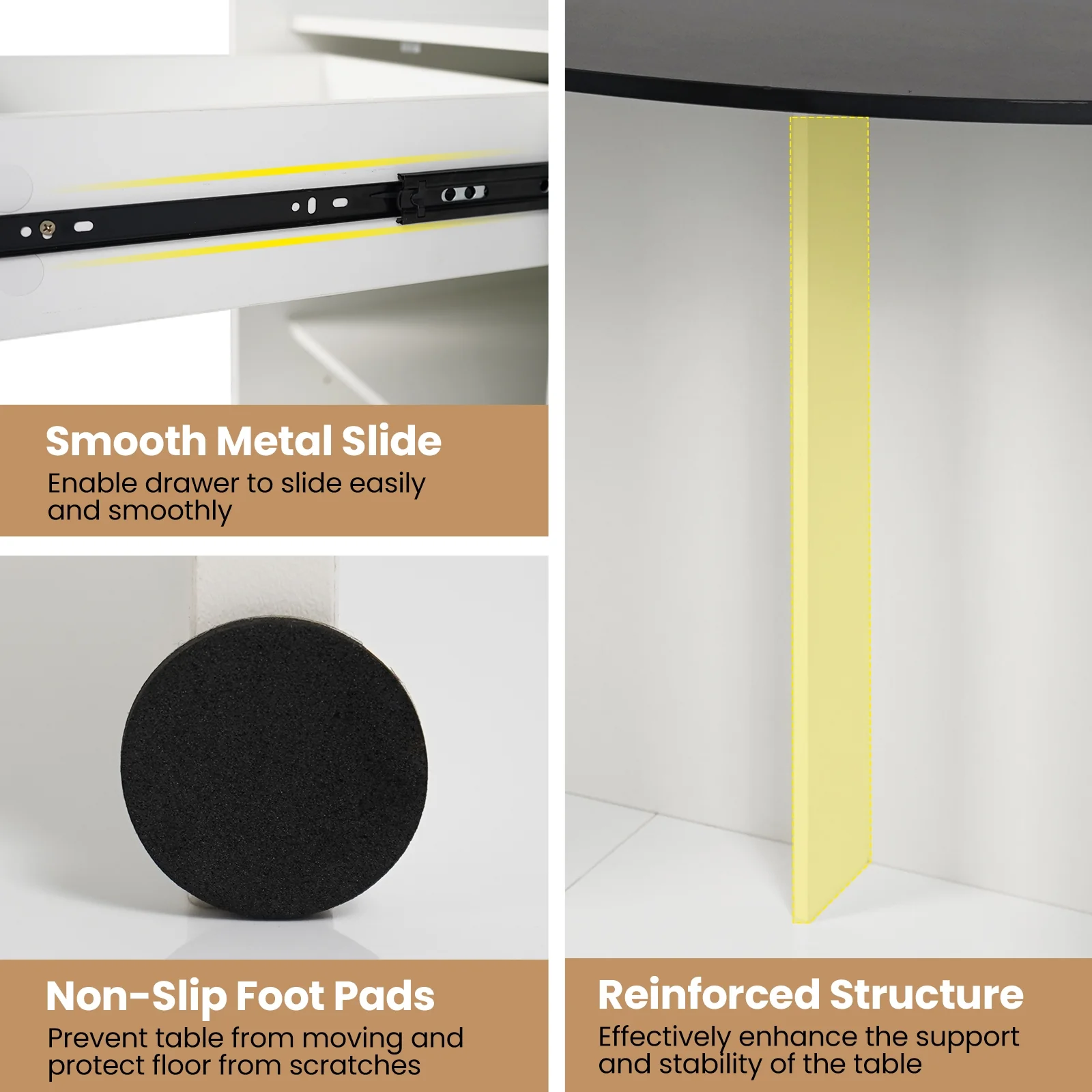 Modern Reception Desk, Oval Tabletop, Black - Image 9
