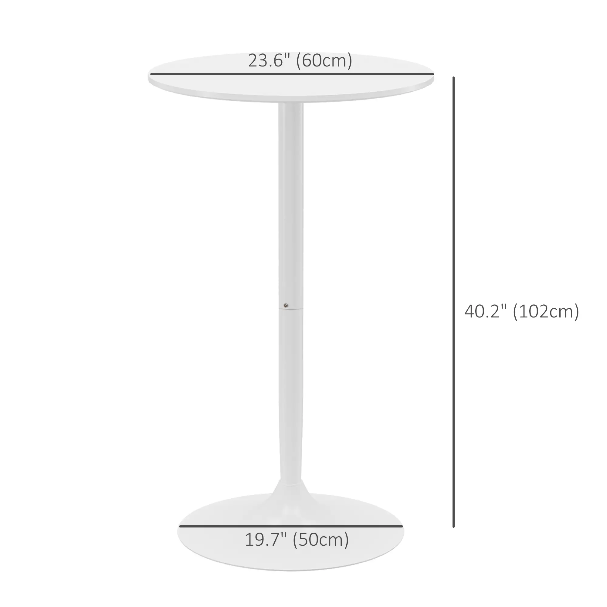 Modern Round High Top Bar Table, Steel Base, 2-Person, White - Image 3