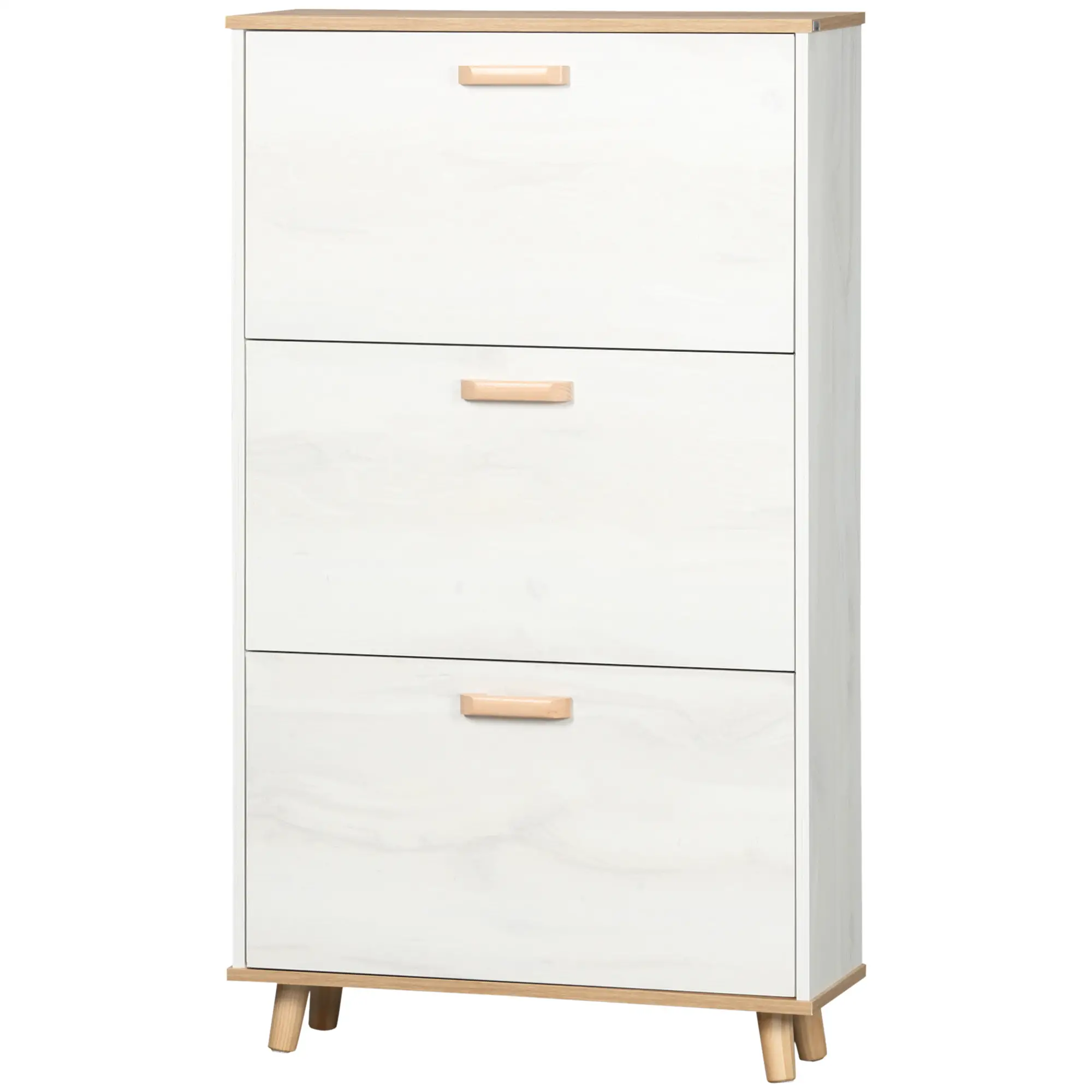 Modern Shoe Cabinet, 3 Flip Drawers, Adjustable Shelf, 12 Pair, White - Image 11
