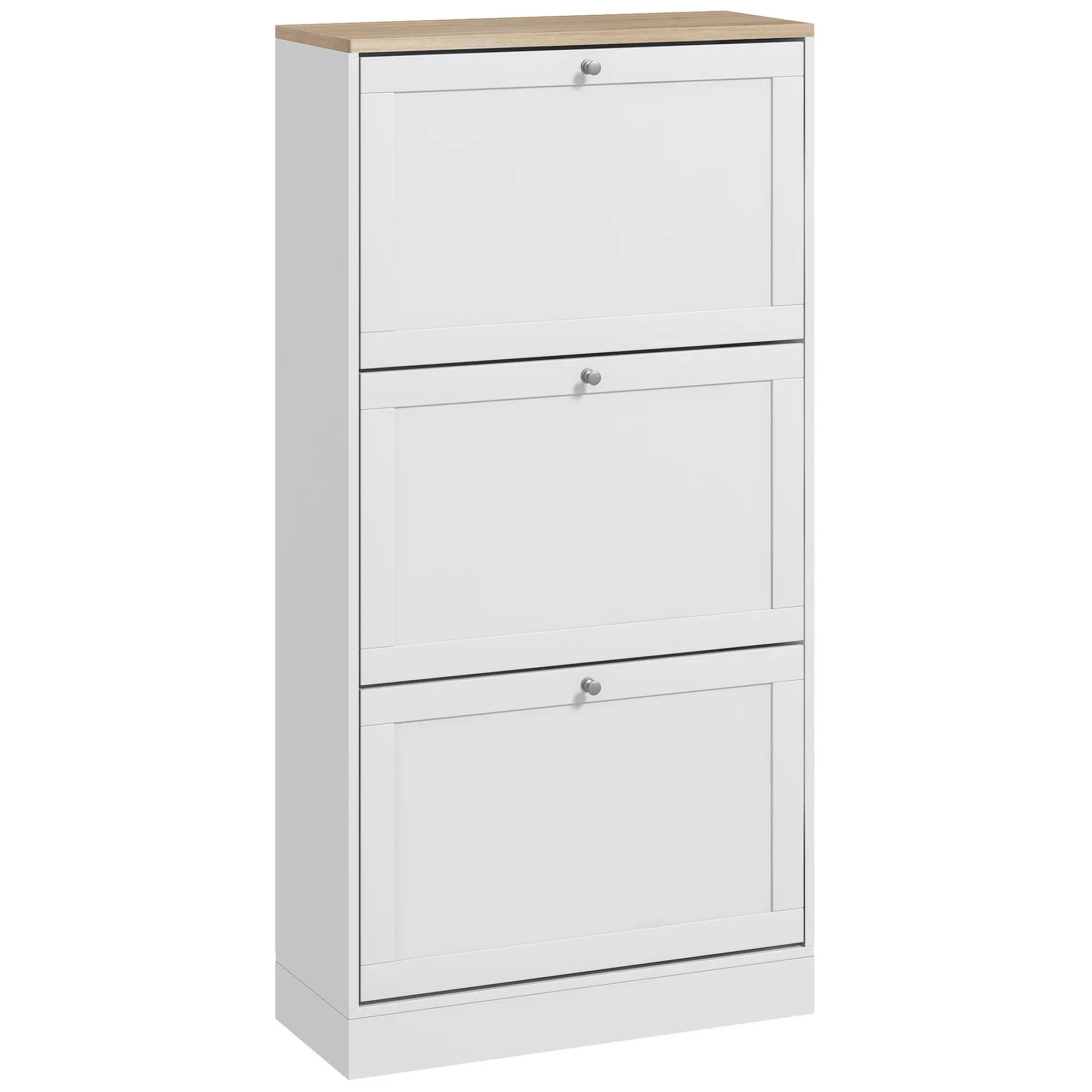 Modern Shoe Storage, 3 Flip Drawers, Adjustable Shelves, 18 Pairs, White - Image 11