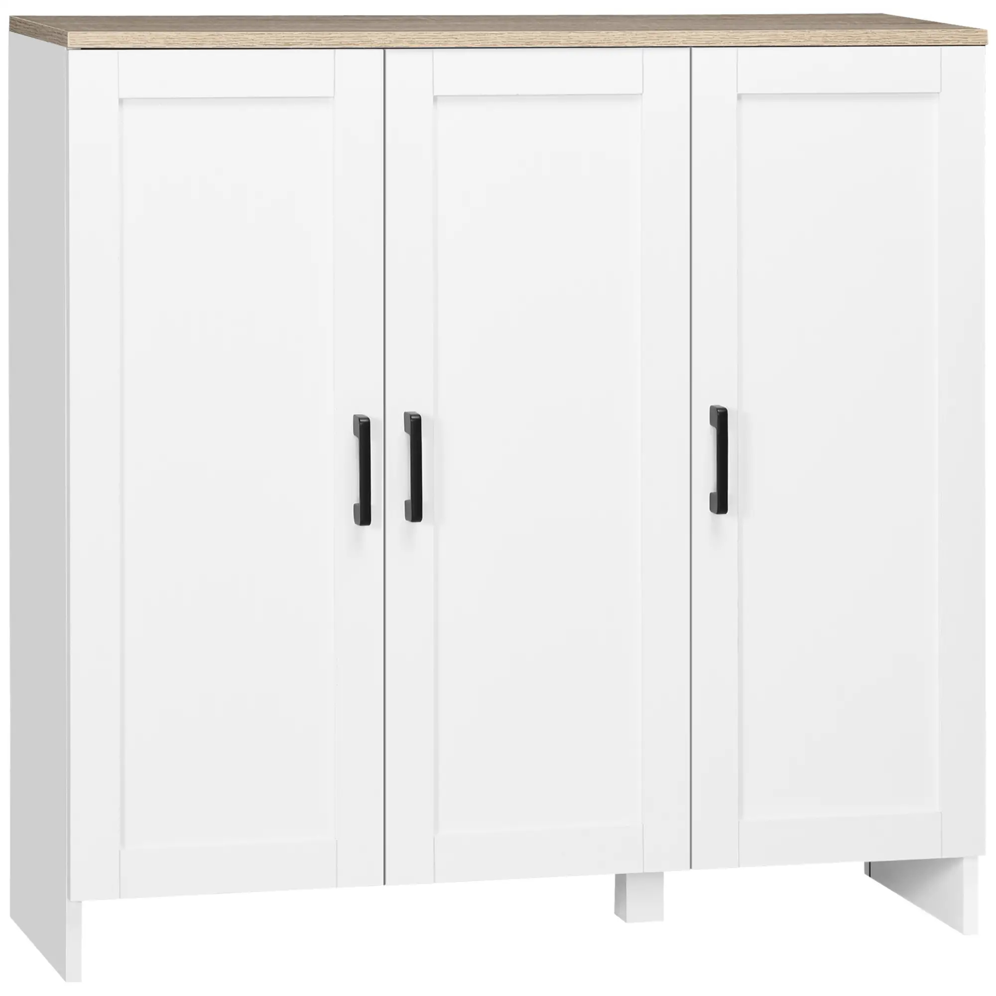 Modern Sideboard Buffet Cabinet, 3 Doors Adjustable Shelves, White - Image 12