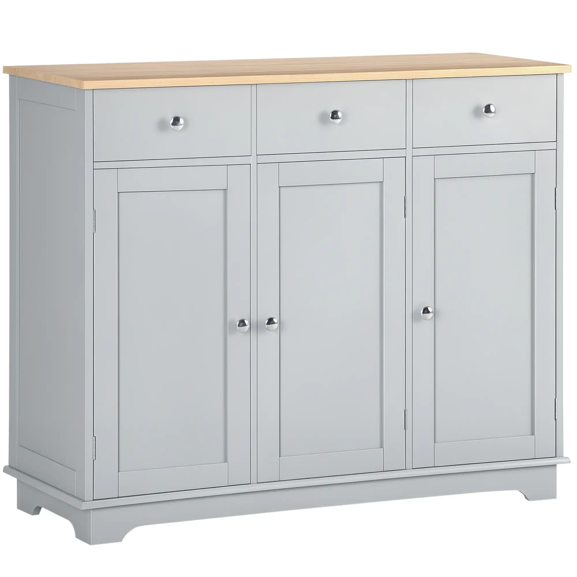Modern Sideboard, Buffet Cabinet with Storage, Drawers, Adjustable Shelves, Grey