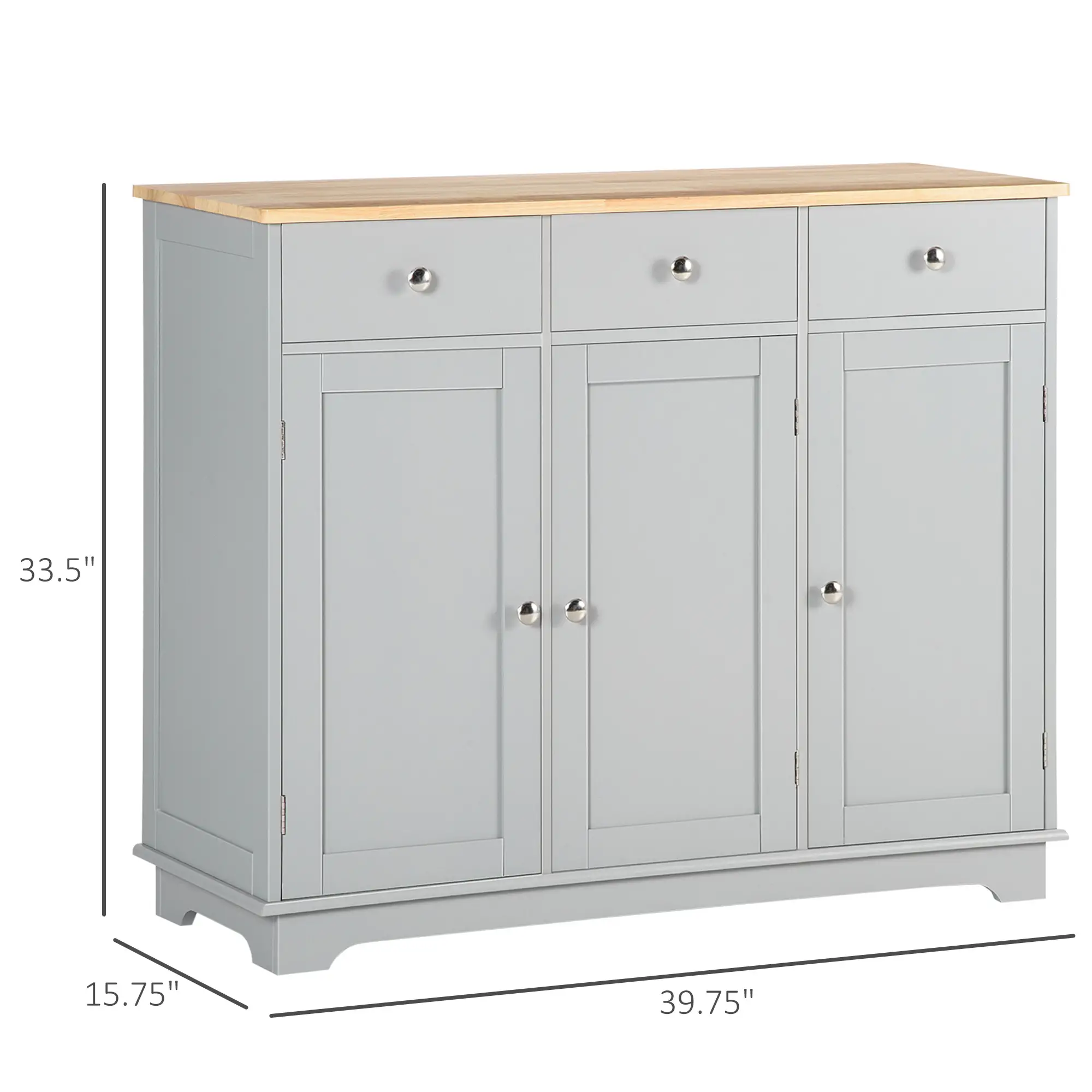 Modern Sideboard, Buffet Cabinet with Storage, Drawers, Adjustable Shelves, Grey - Image 3