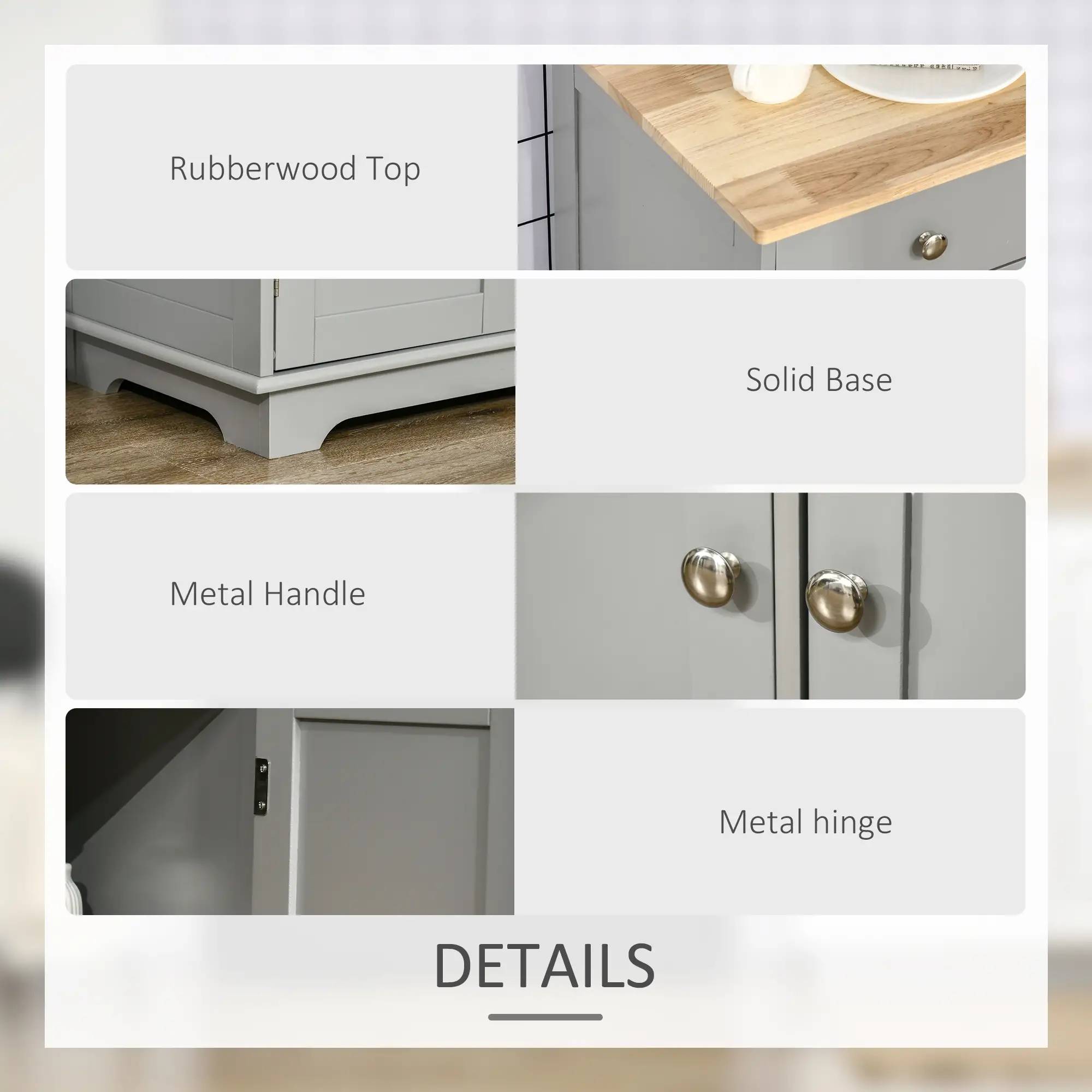 Modern Sideboard, Buffet Cabinet with Storage, Drawers, Adjustable Shelves, Grey - Image 6