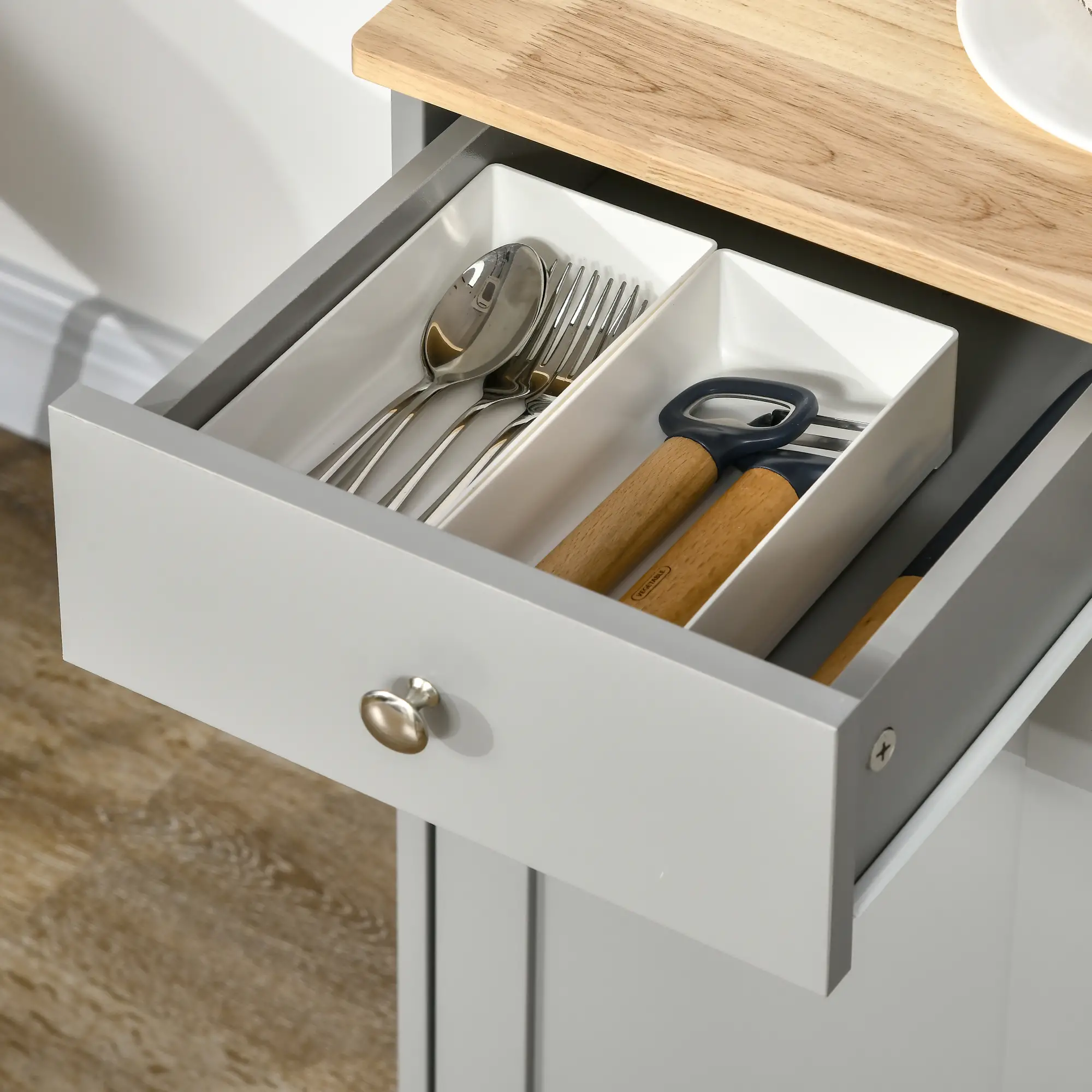 Modern Sideboard, Buffet Cabinet with Storage, Drawers, Adjustable Shelves, Grey - Image 9
