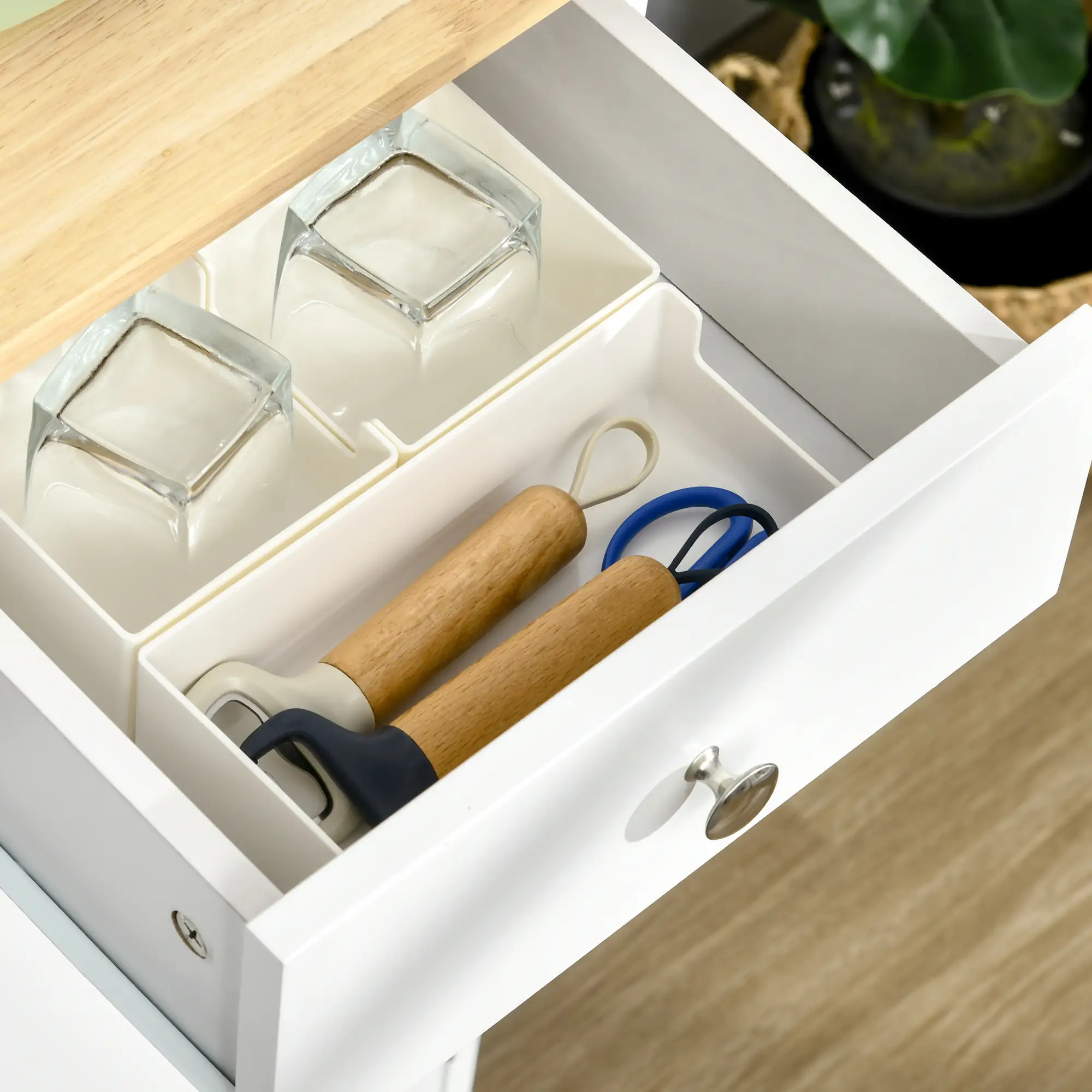 Modern Sideboard, Buffet Cabinet with Storage, Drawers, Adjustable Shelves, White - Image 10