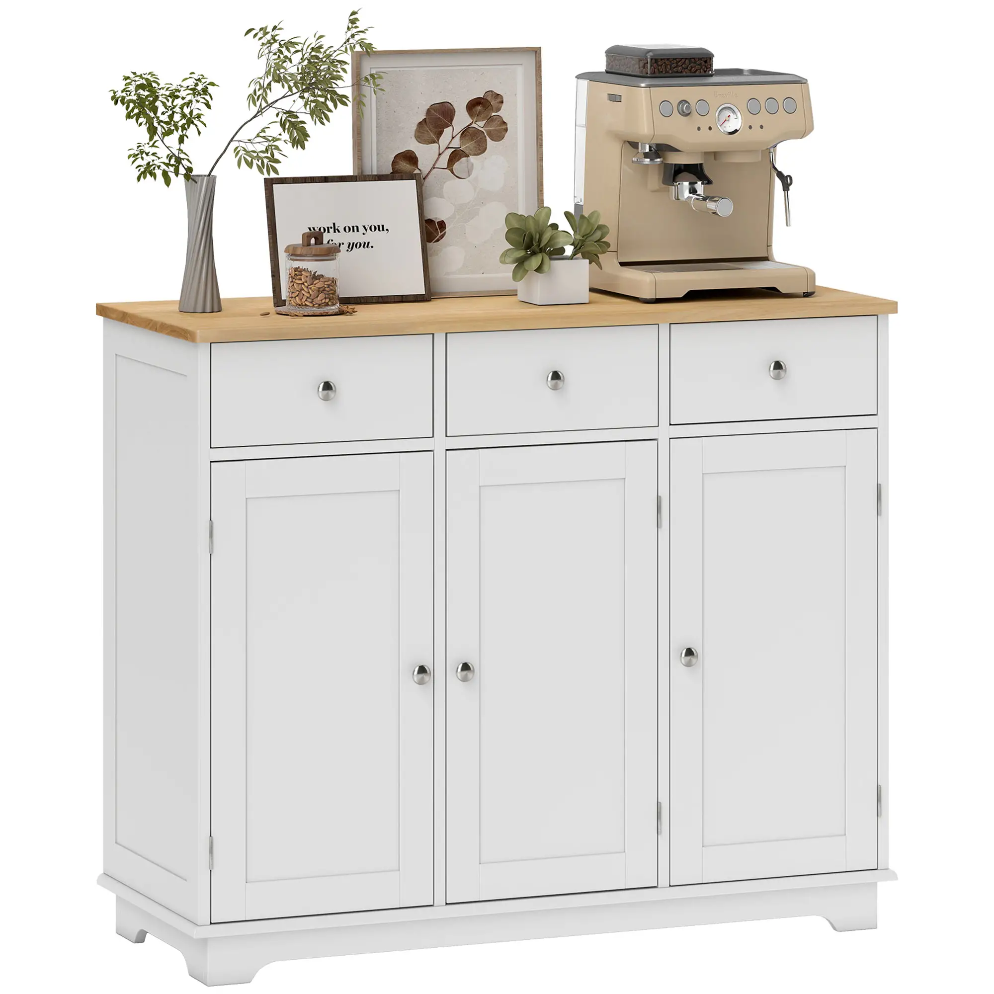 Modern Sideboard, Buffet Cabinet with Storage, Drawers, Adjustable Shelves, White - Image 12