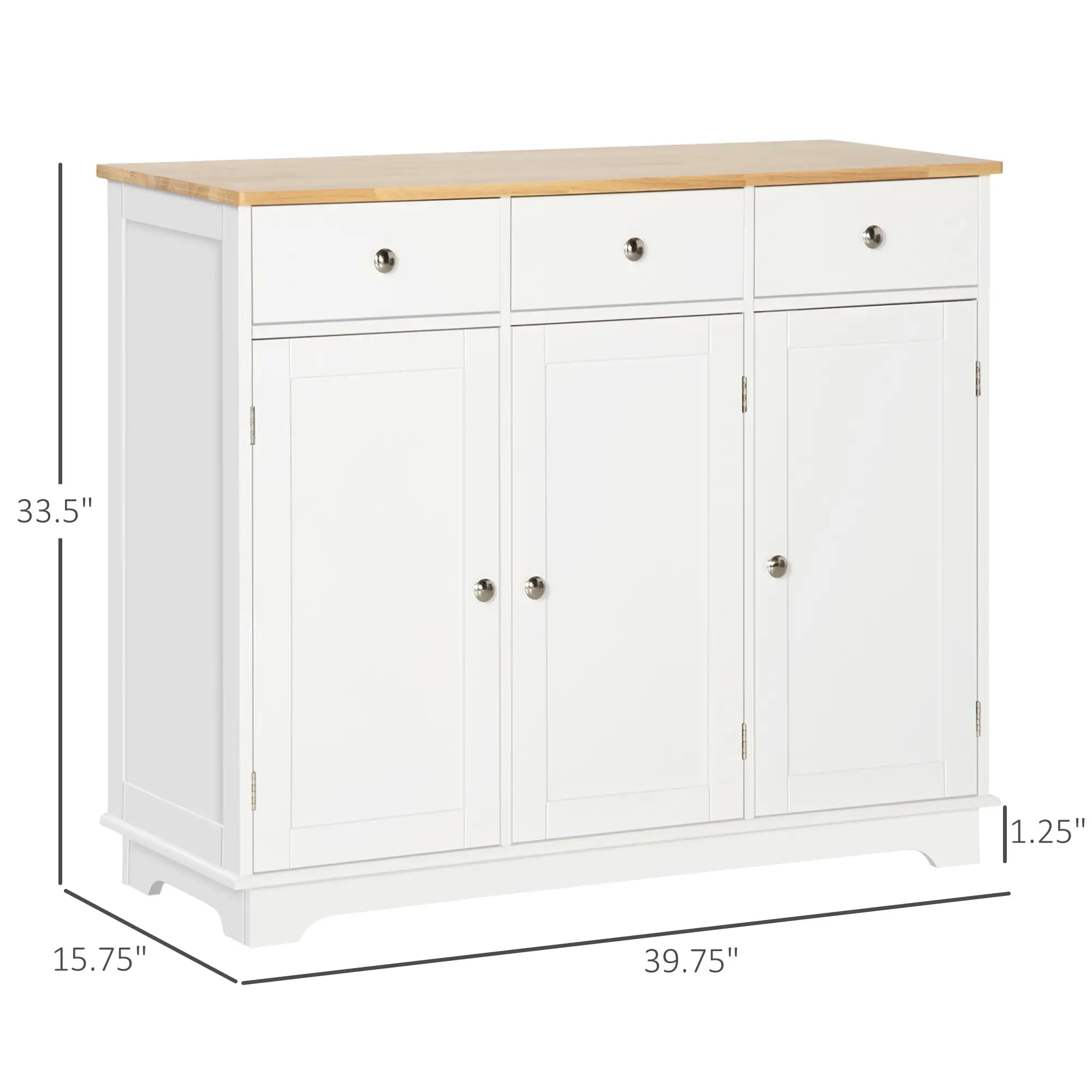 Modern Sideboard, Buffet Cabinet with Storage, Drawers, Adjustable Shelves, White - Image 3