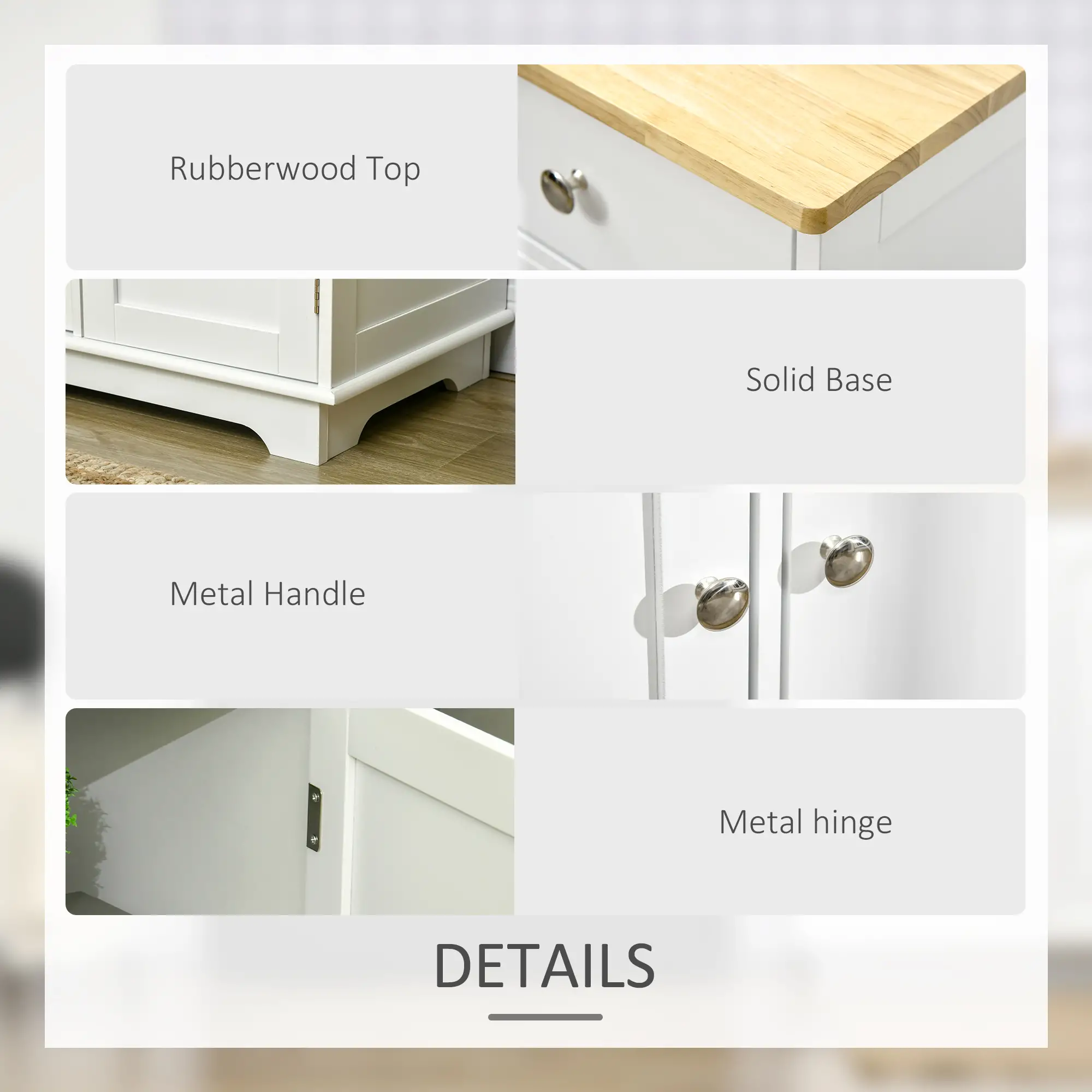 Modern Sideboard, Buffet Cabinet with Storage, Drawers, Adjustable Shelves, White - Image 6