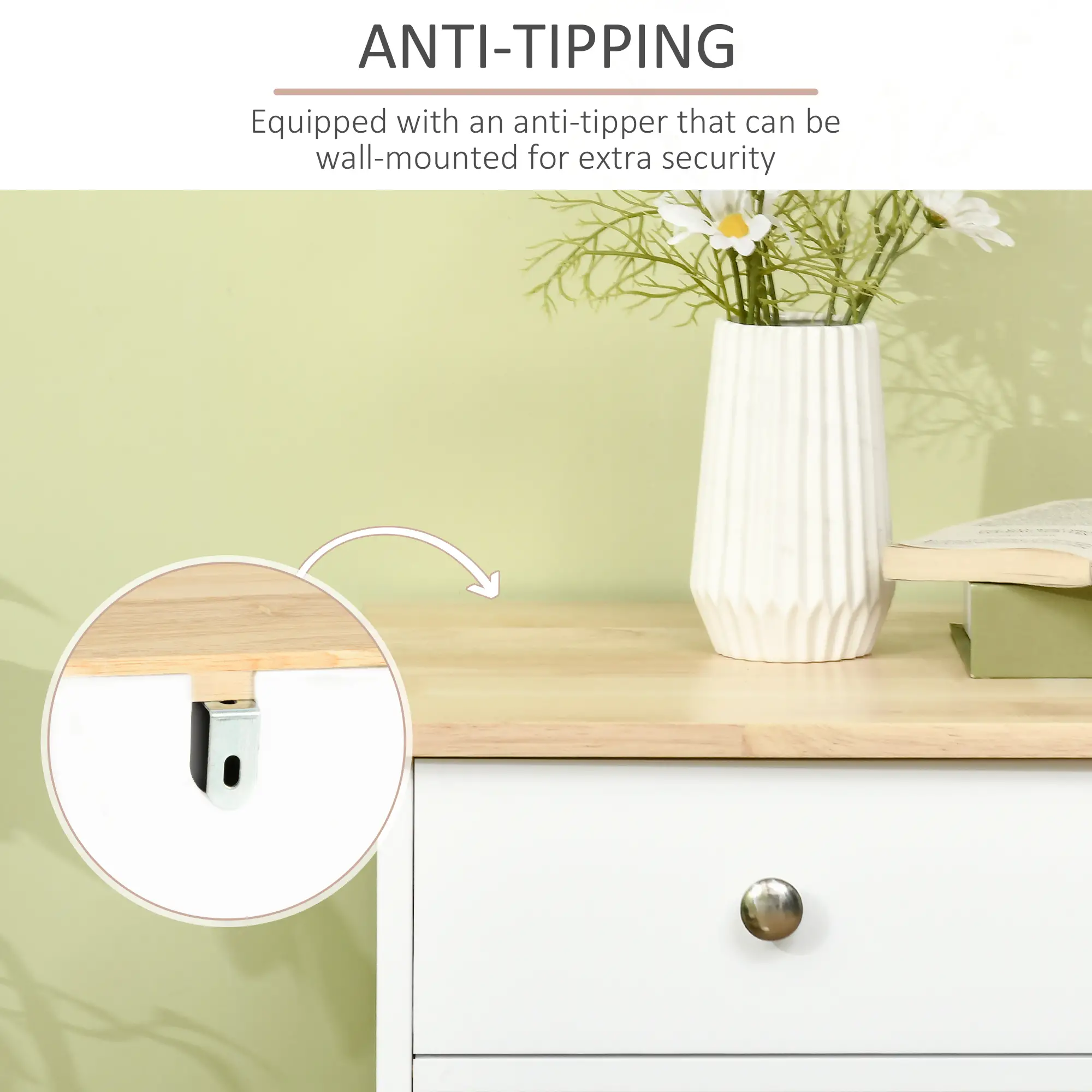 Modern Sideboard, Buffet Cabinet with Storage, Drawers, Adjustable Shelves, White - Image 7