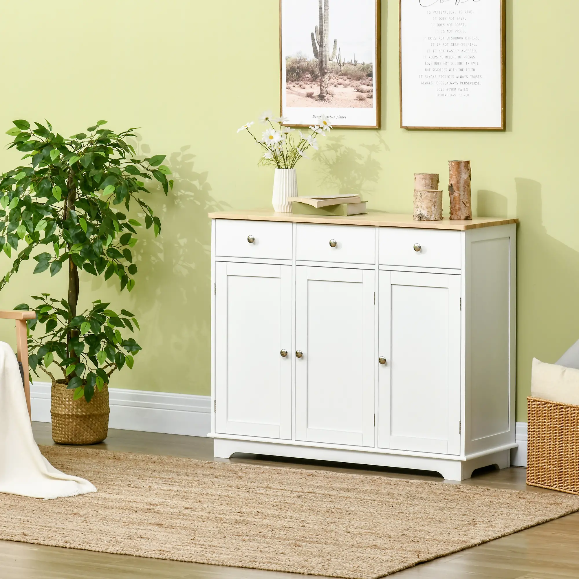 Modern Sideboard, Buffet Cabinet with Storage, Drawers, Adjustable Shelves, White - Image 8