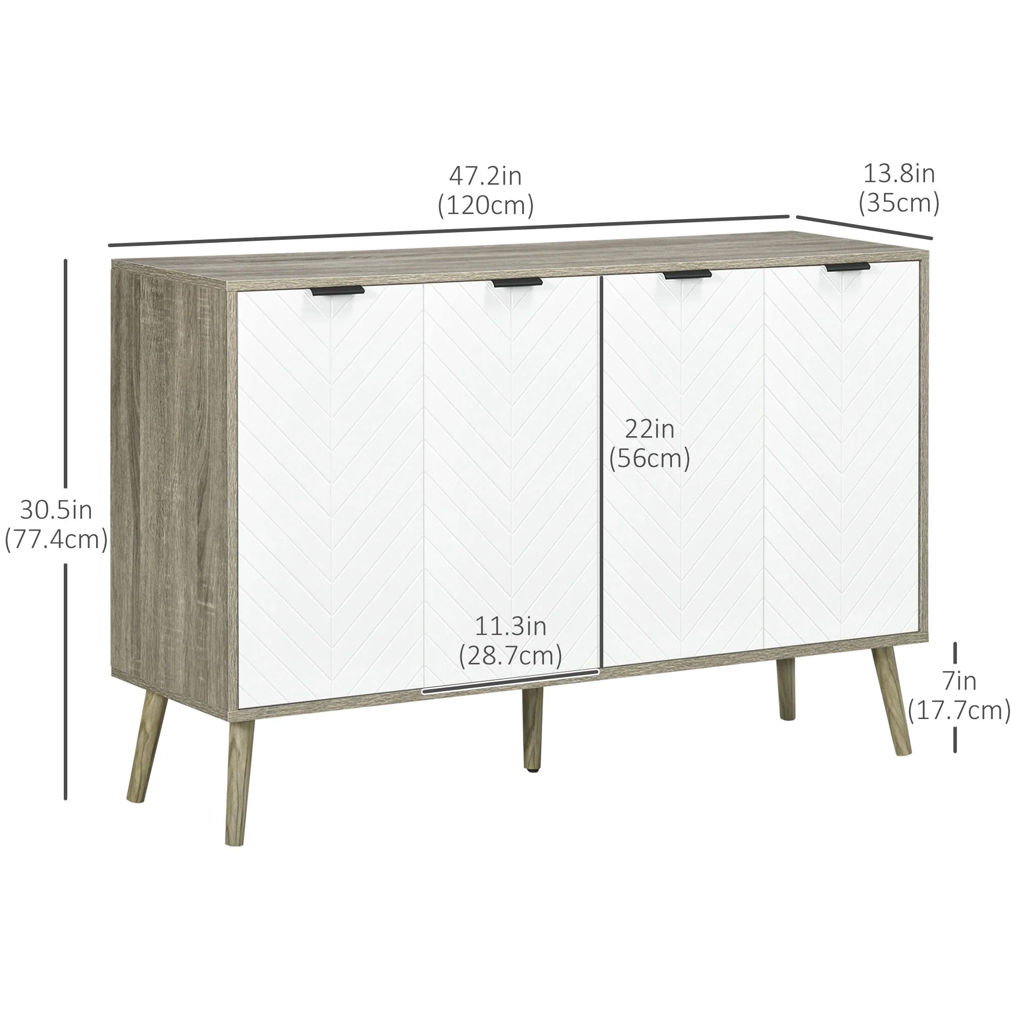 Modern Sideboard Buffet, Dining Cabinet, Adjustable Shelves, Grayish Brown - Image 3
