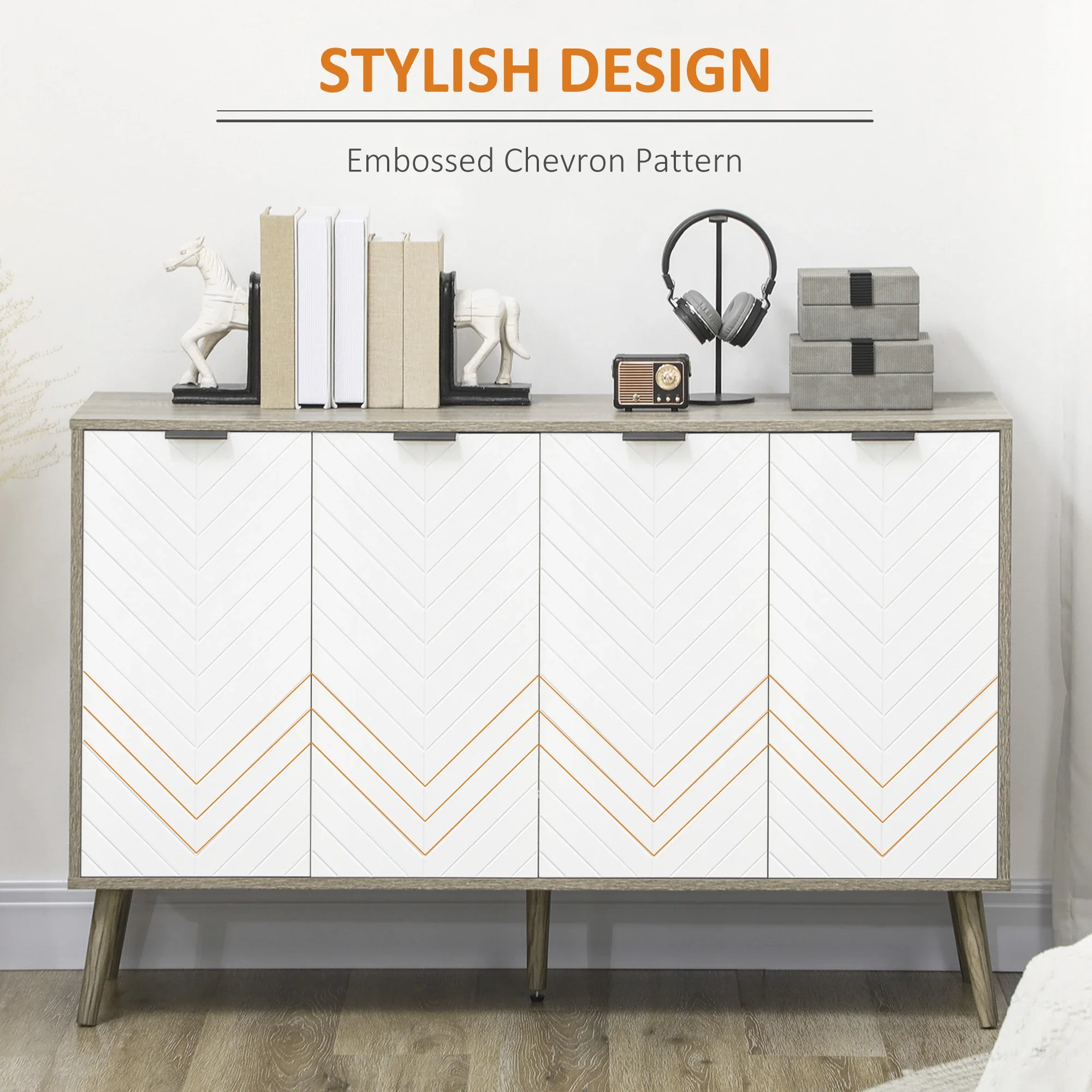Modern Sideboard Buffet, Dining Cabinet, Adjustable Shelves, Grayish Brown - Image 5