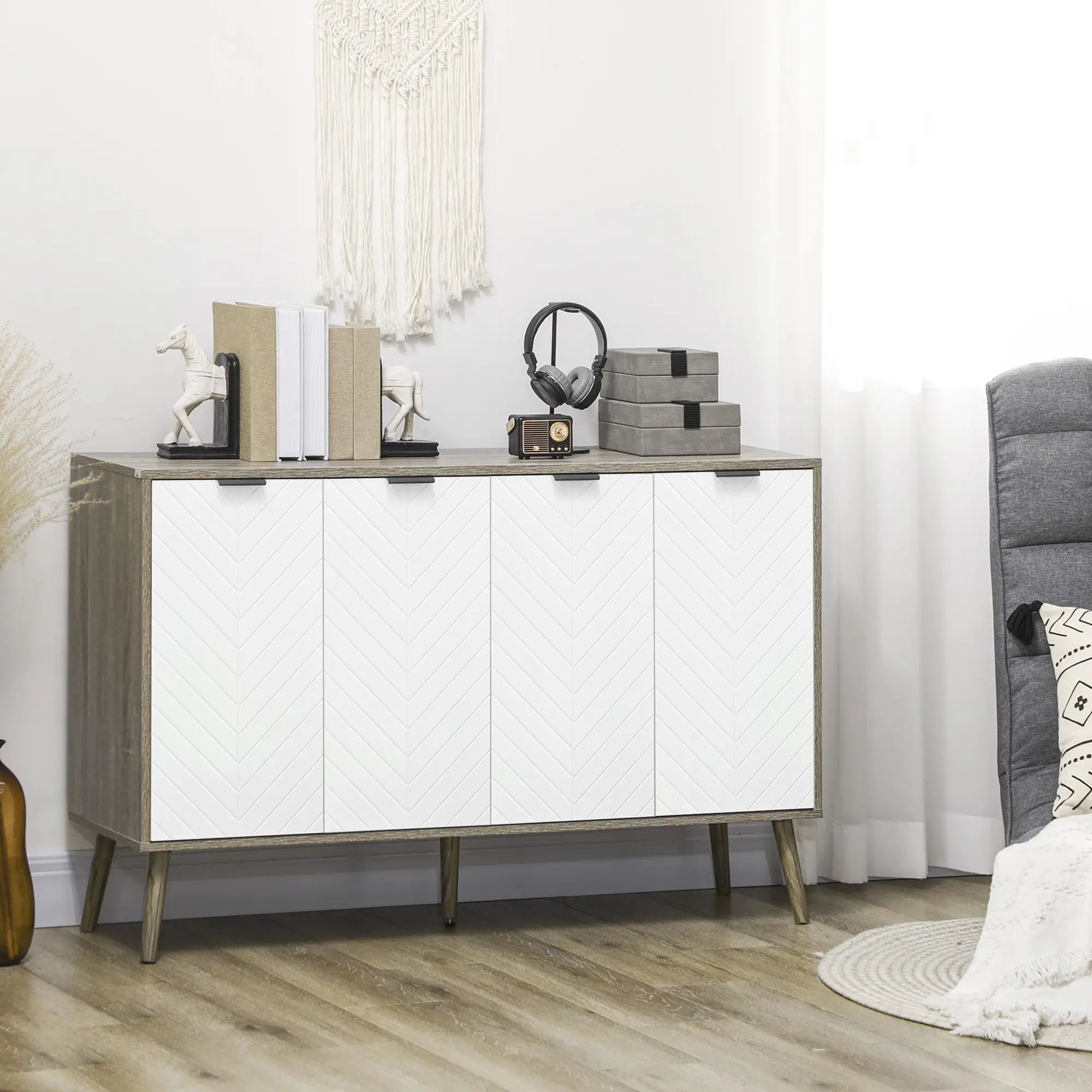 Modern Sideboard Buffet, Dining Cabinet, Adjustable Shelves, Grayish Brown - Image 8