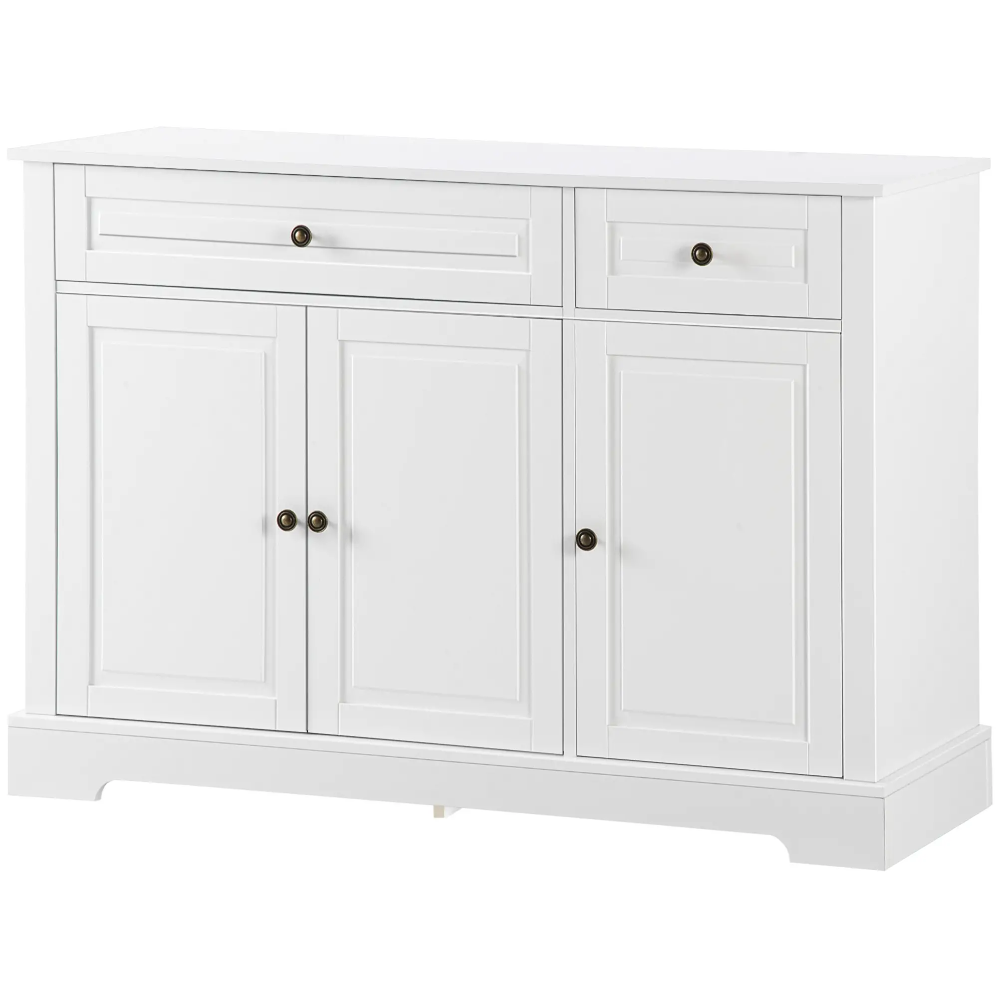 Modern Sideboard Cabinet, 2 Drawers, Adjustable Shelves, White - Image 11