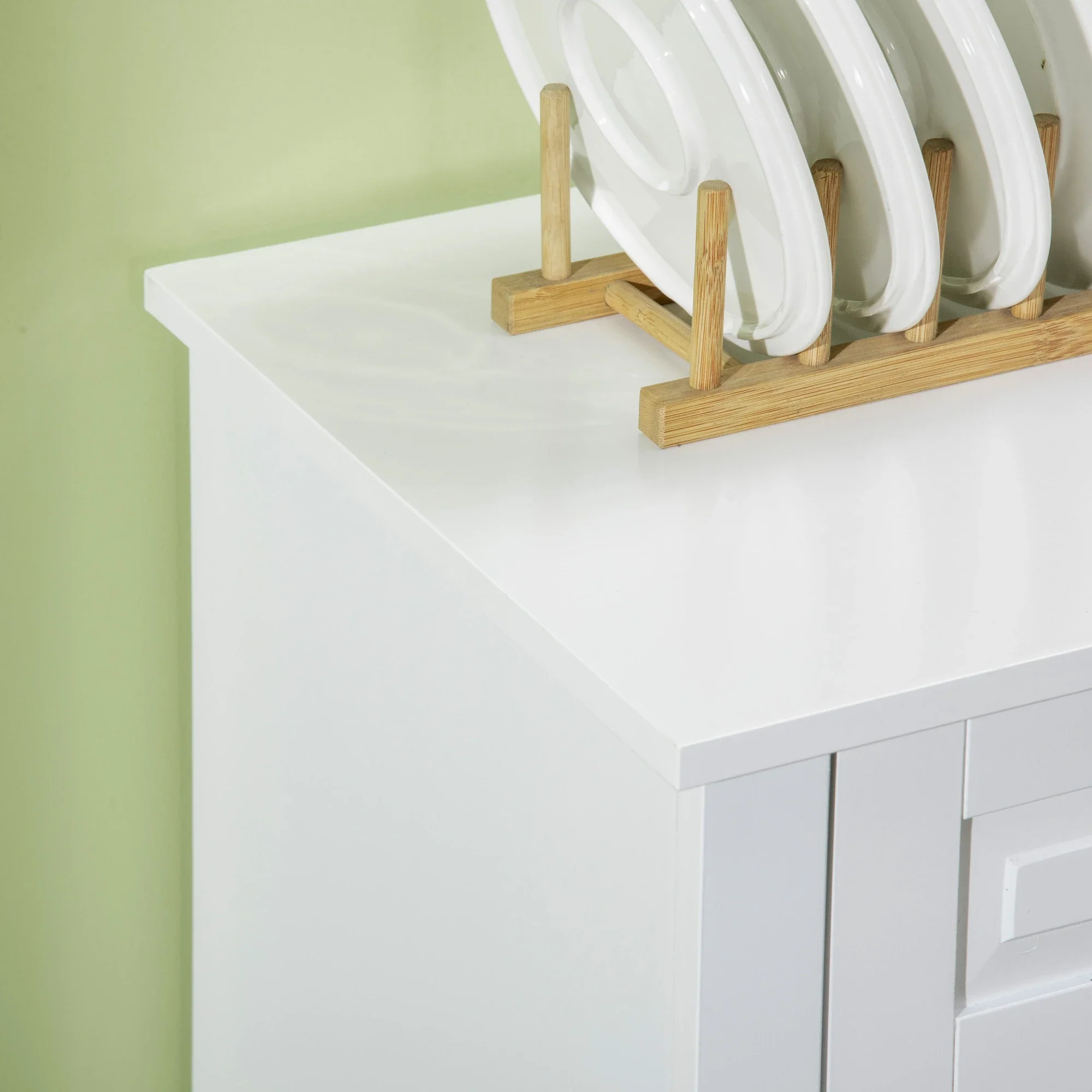 Modern Sideboard Cabinet, 2 Drawers, Adjustable Shelves, White - Image 9