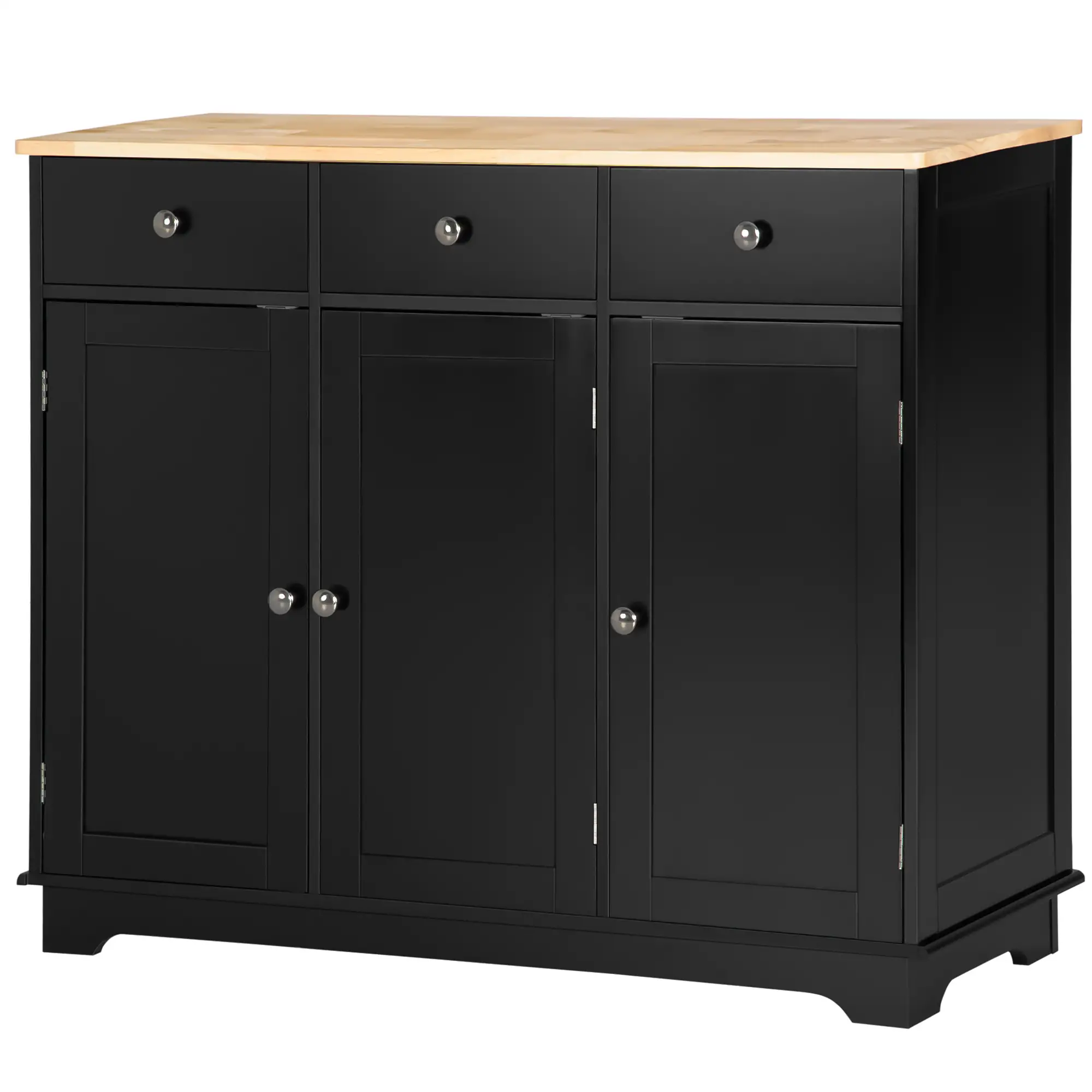 Modern Sideboard, Storage Cabinet with Drawers, Adjustable Shelves, Black - Image 11