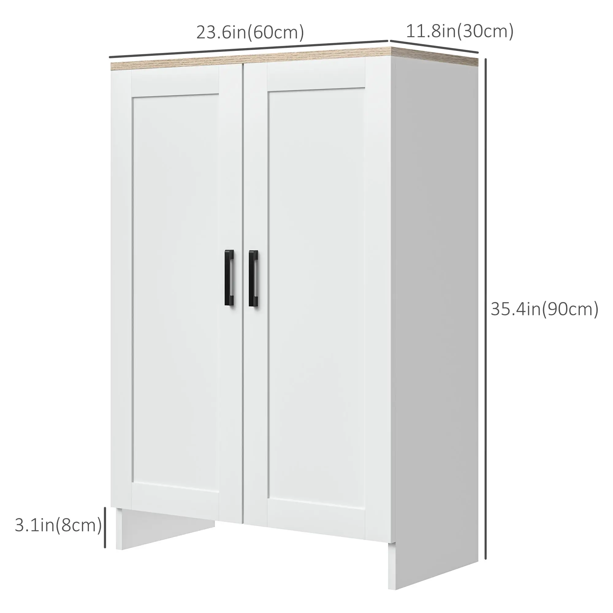 Modern Storage Cabinet, Adjustable Shelf, 23.6" x 11.8" x 35.4", White - Image 3
