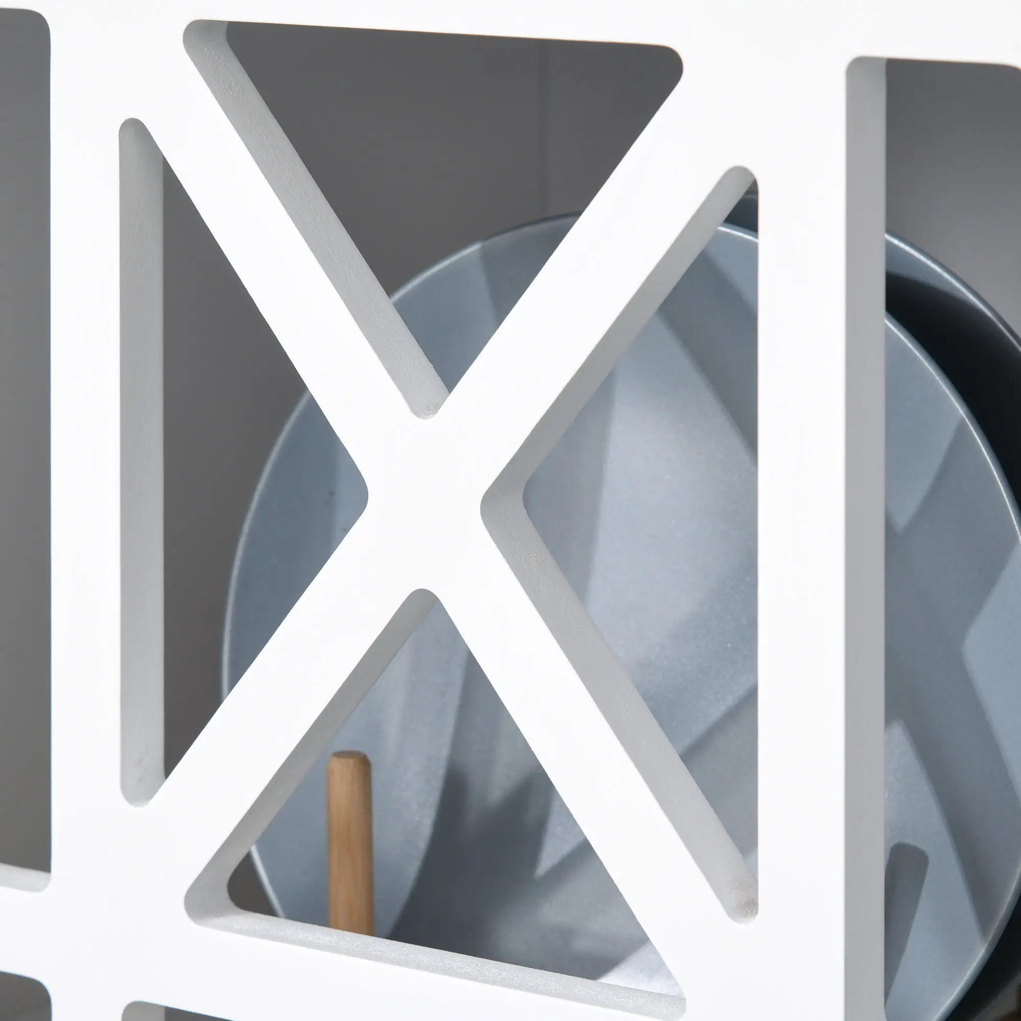Modern Storage Cabinet with Fretwork Doors, Shelf, White - Image 9
