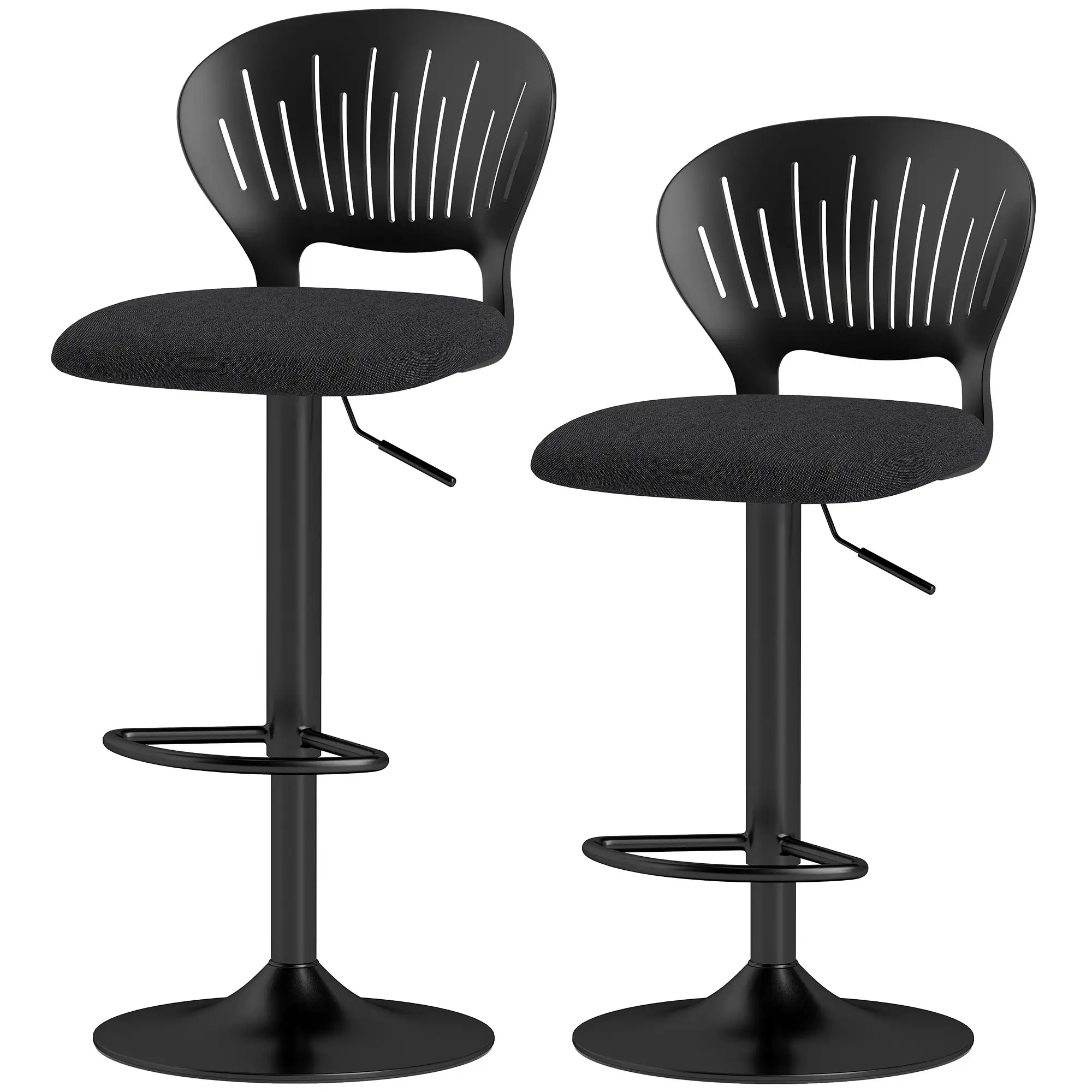 Modern Swivel Bar Stools, Set of 2, Counter Height, Black