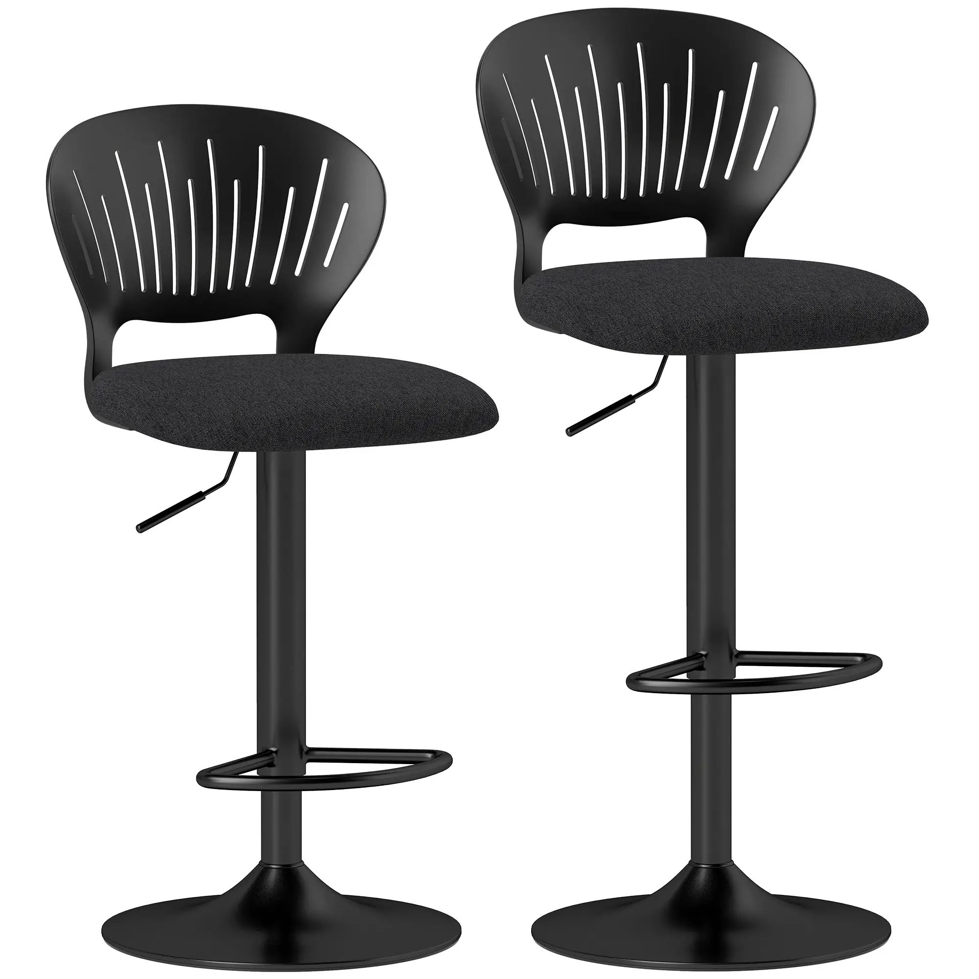 Modern Swivel Bar Stools, Set of 2, Counter Height, Black - Image 11
