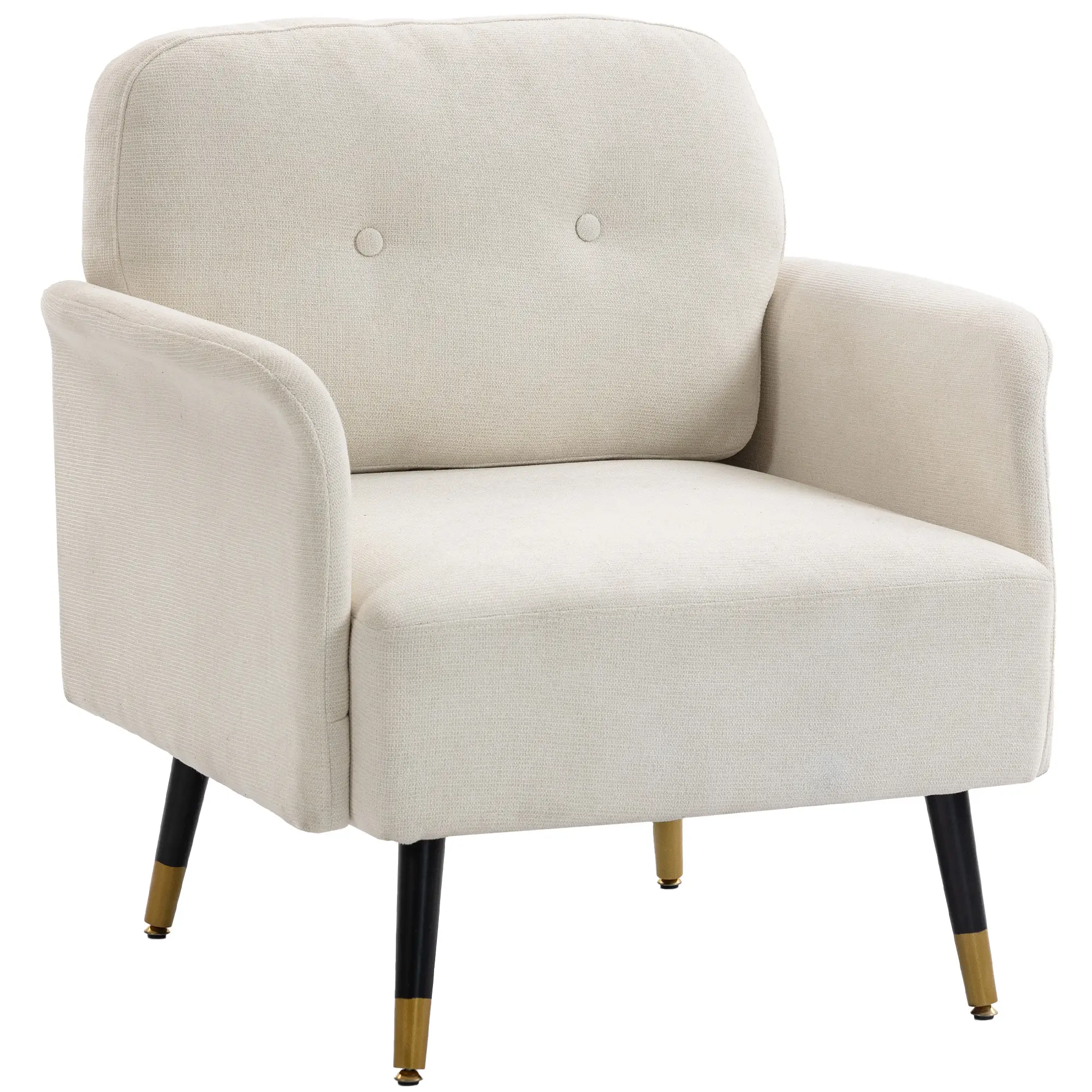 Modern Tufted Accent Chair, Metal Legs, Upholstered Reading Armchair, Cream White - Image 10