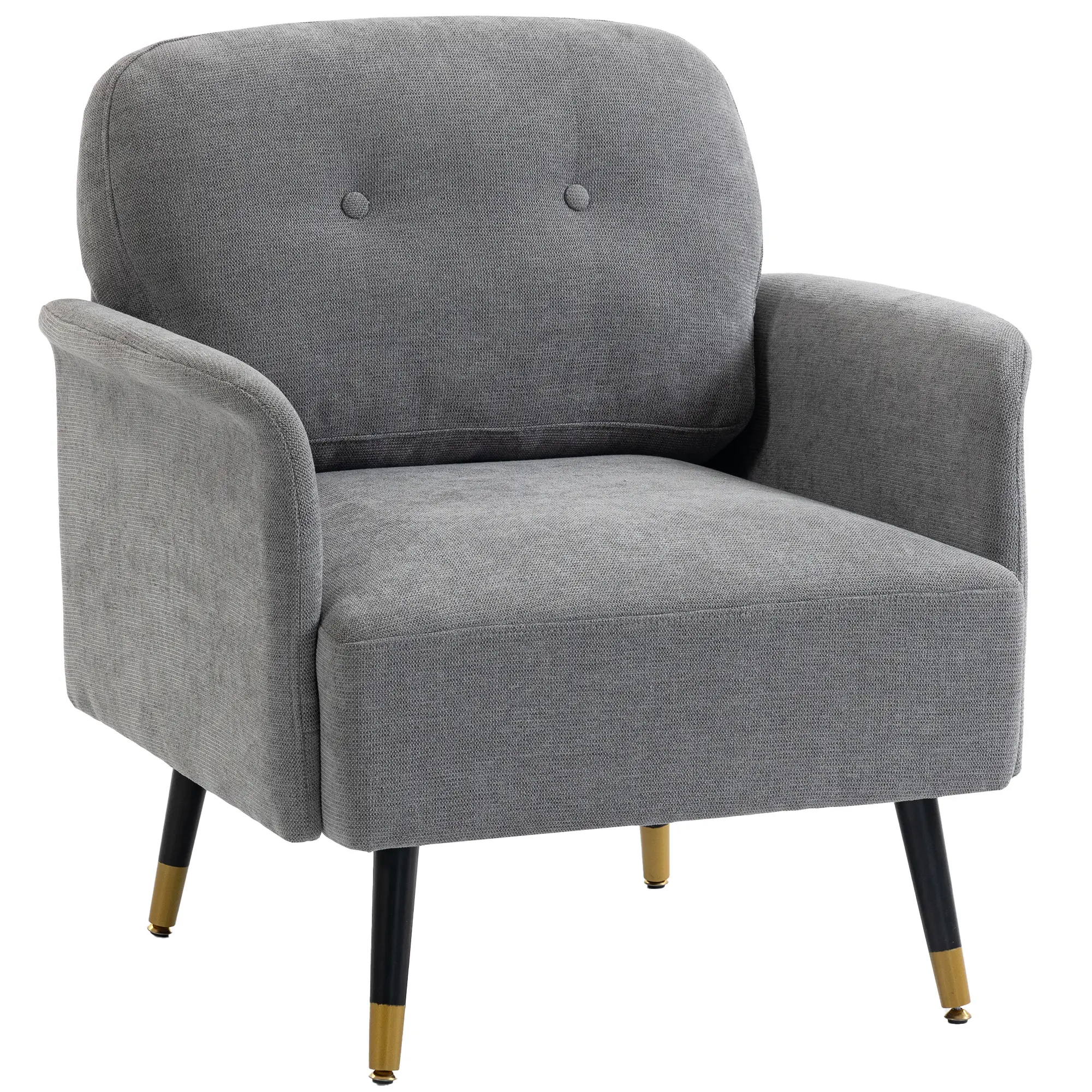 Modern Tufted Accent Chair, Metal Legs, Upholstered Reading Armchair, Grey - Image 11