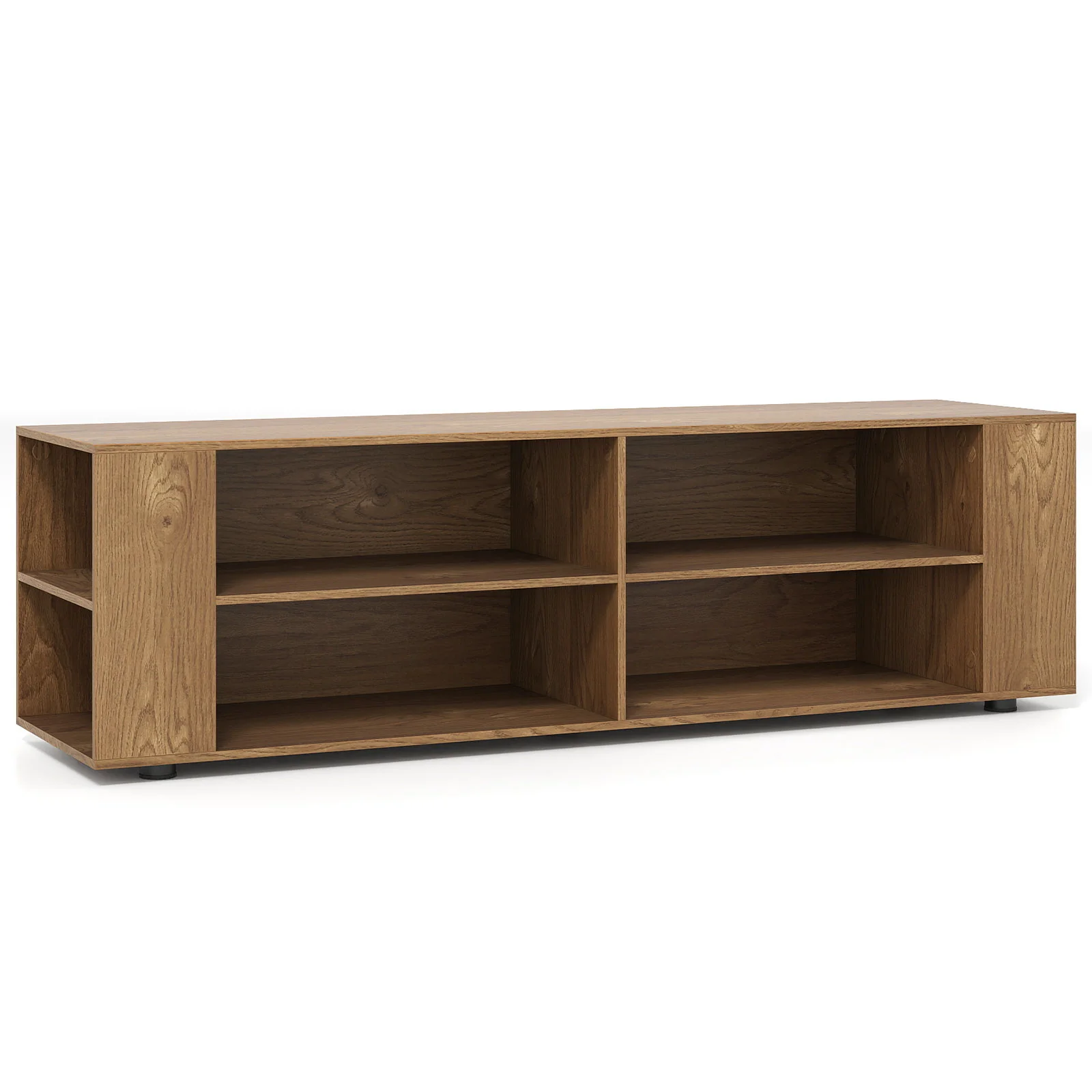 Modern TV Stand, Wood Storage Console Entertainment Center, Natural - Image 4