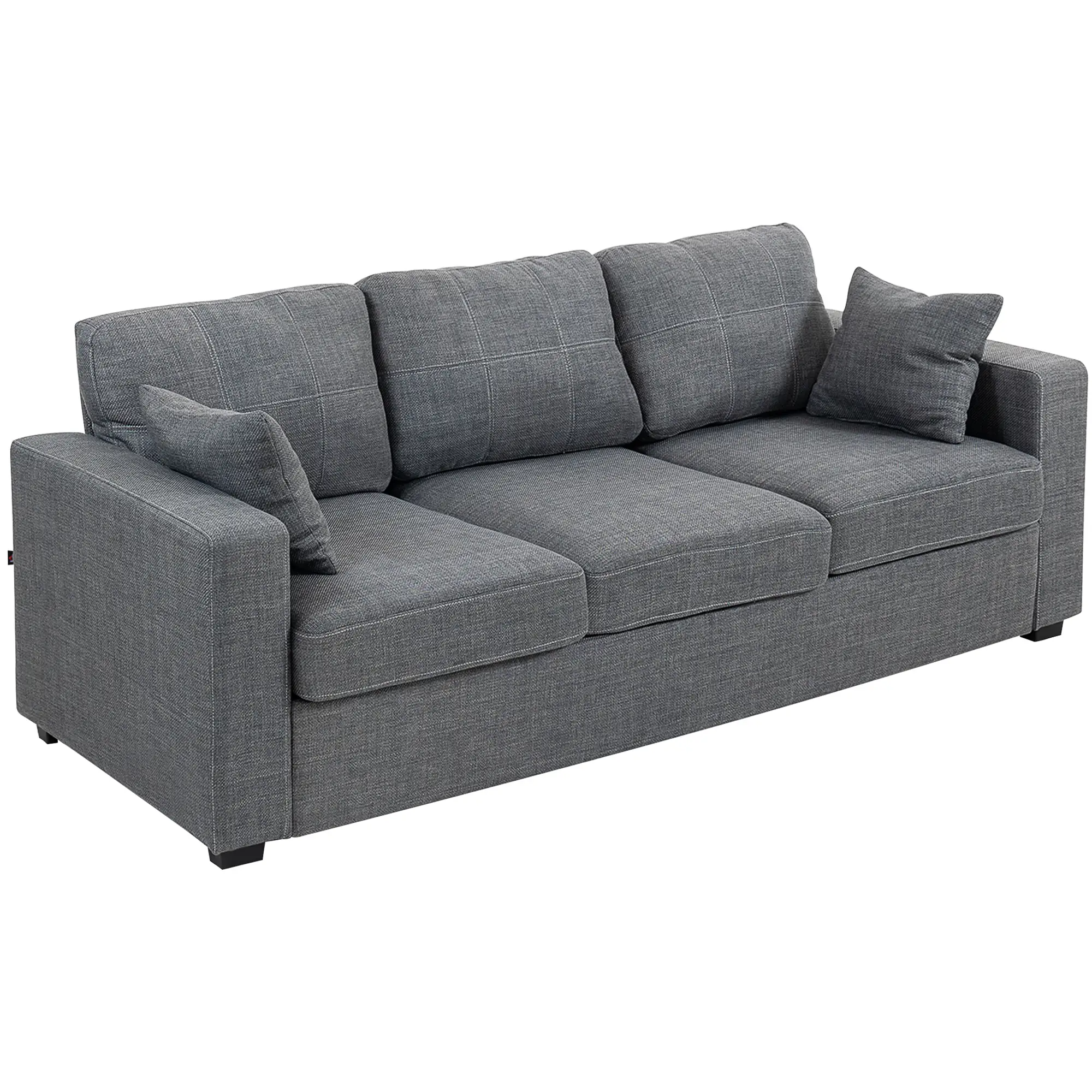 Modern Upholstered 3 Seater Sofa, Deep Seat, Dark Grey - Image 11