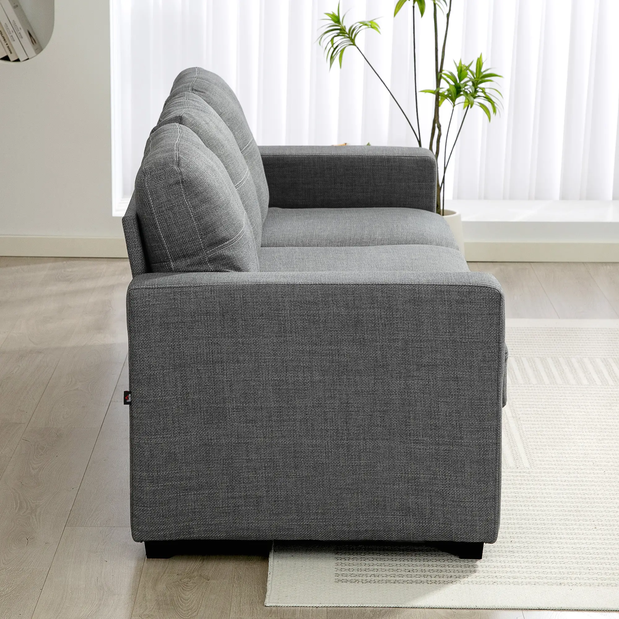 Modern Upholstered 3 Seater Sofa, Deep Seat, Dark Grey - Image 9