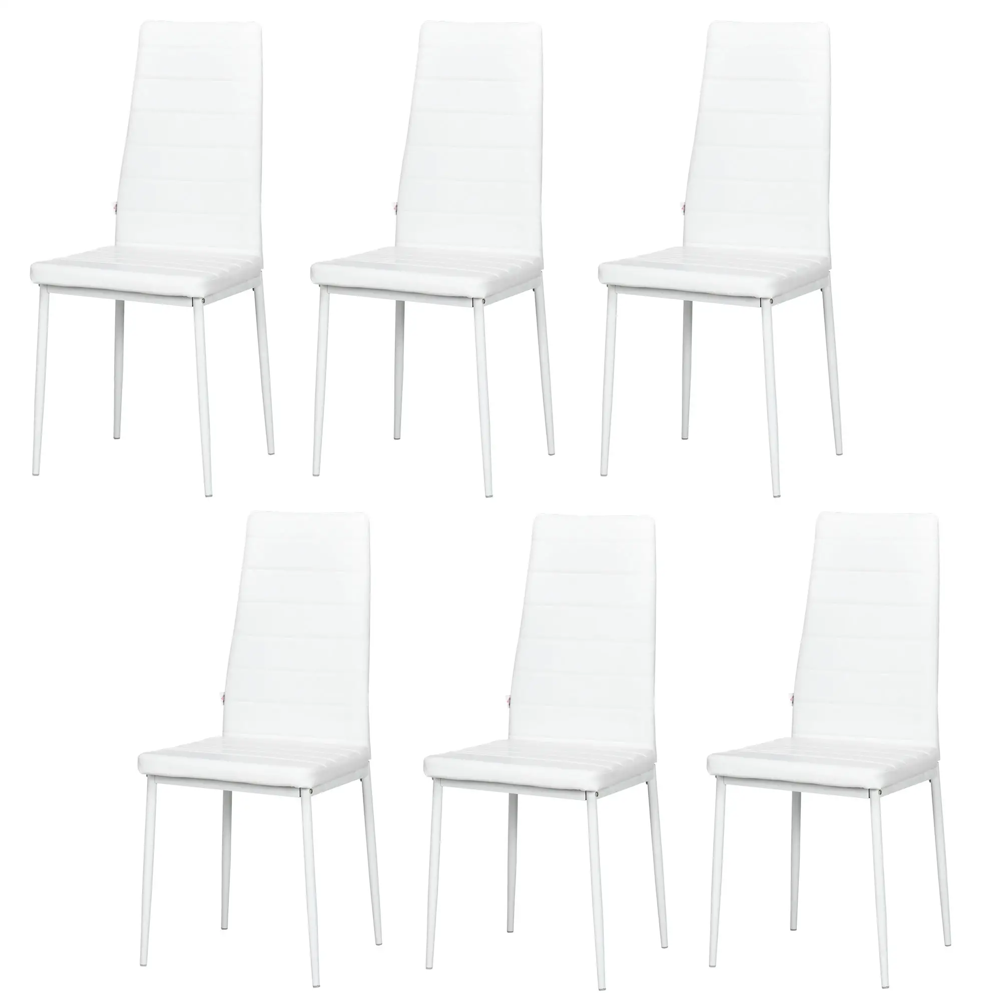 Modern Upholstered PU Leather Dining Chairs, Set of 6, White - Image 11