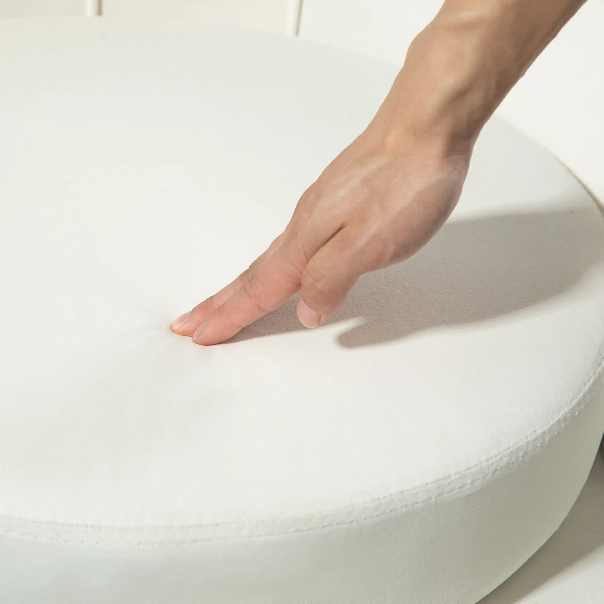 Modern Velvet Accent Chair, Gold Metal Legs, Cream White - Image 10