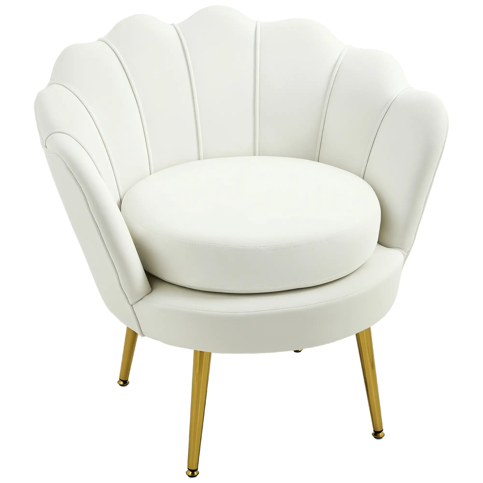Modern Velvet Accent Chair, Gold Metal Legs, Cream White - Image 11