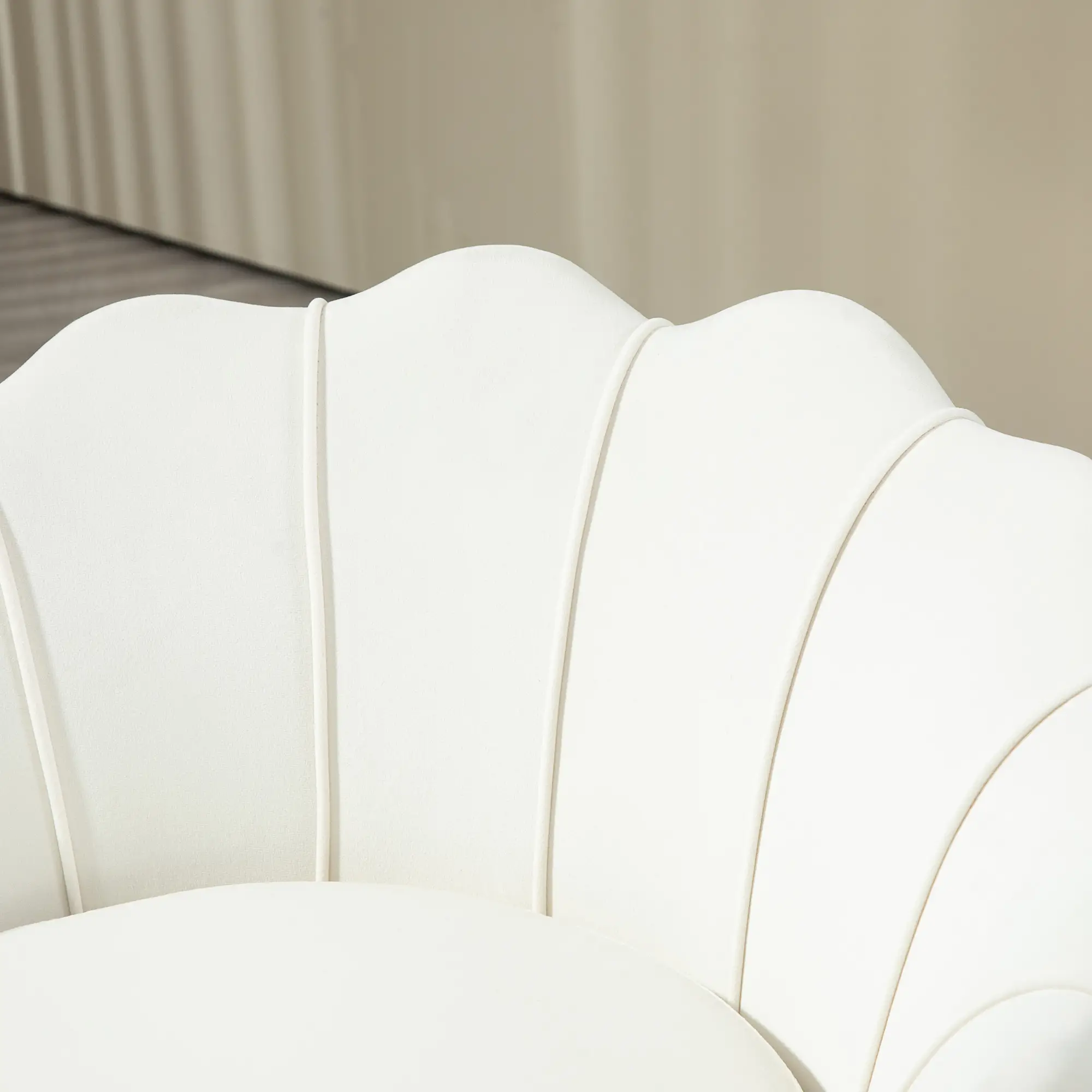 Modern Velvet Accent Chair, Gold Metal Legs, Cream White - Image 9