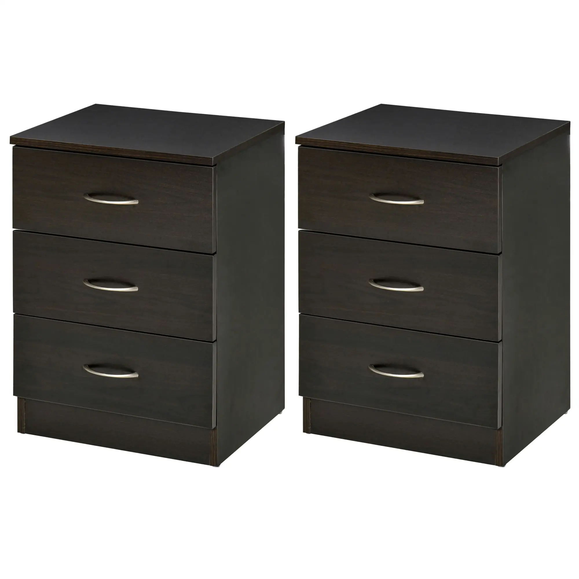 Modern Wood Nightstand, 3 Drawers, Anti-Tipping Design, Set of 2, Dark Brown - Image 11