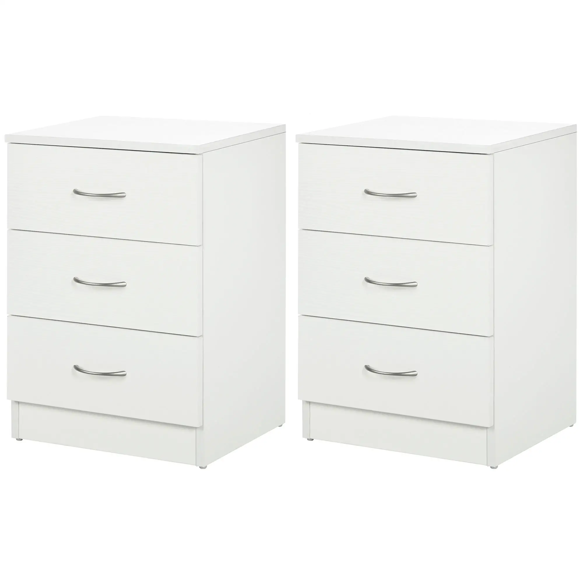 Modern Wood Nightstand, 3 Drawers, Anti-Tipping, Set of 2, White - Image 11