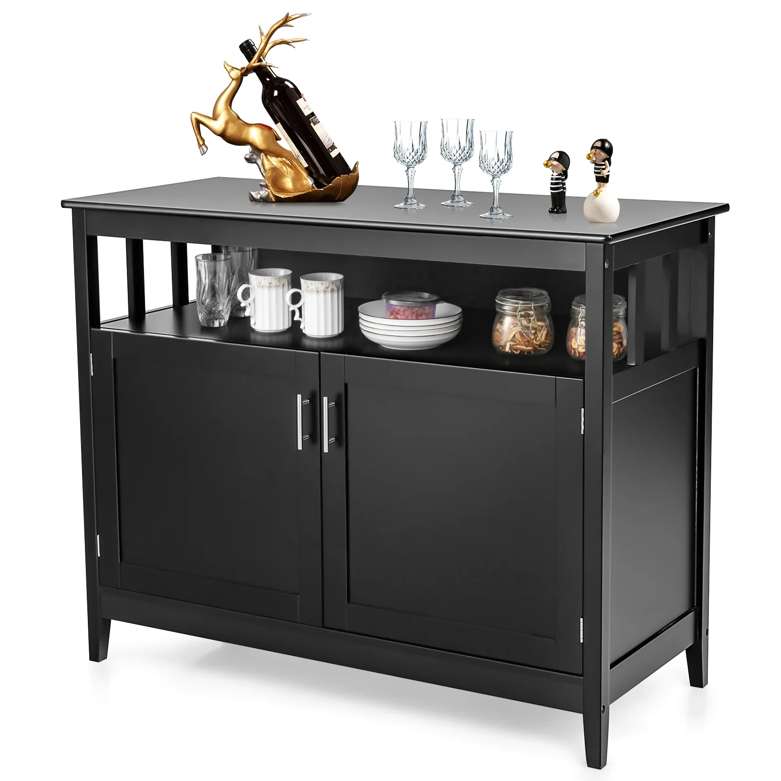 Modern Wooden Kitchen Lockers, Large Storage Space, Black