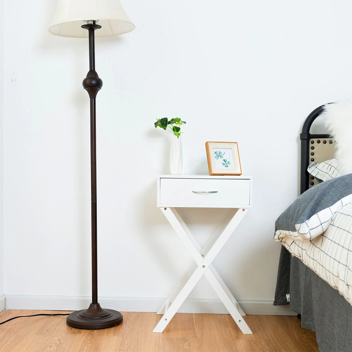Modern X-Shape Accent Side End Table, White - Image 3