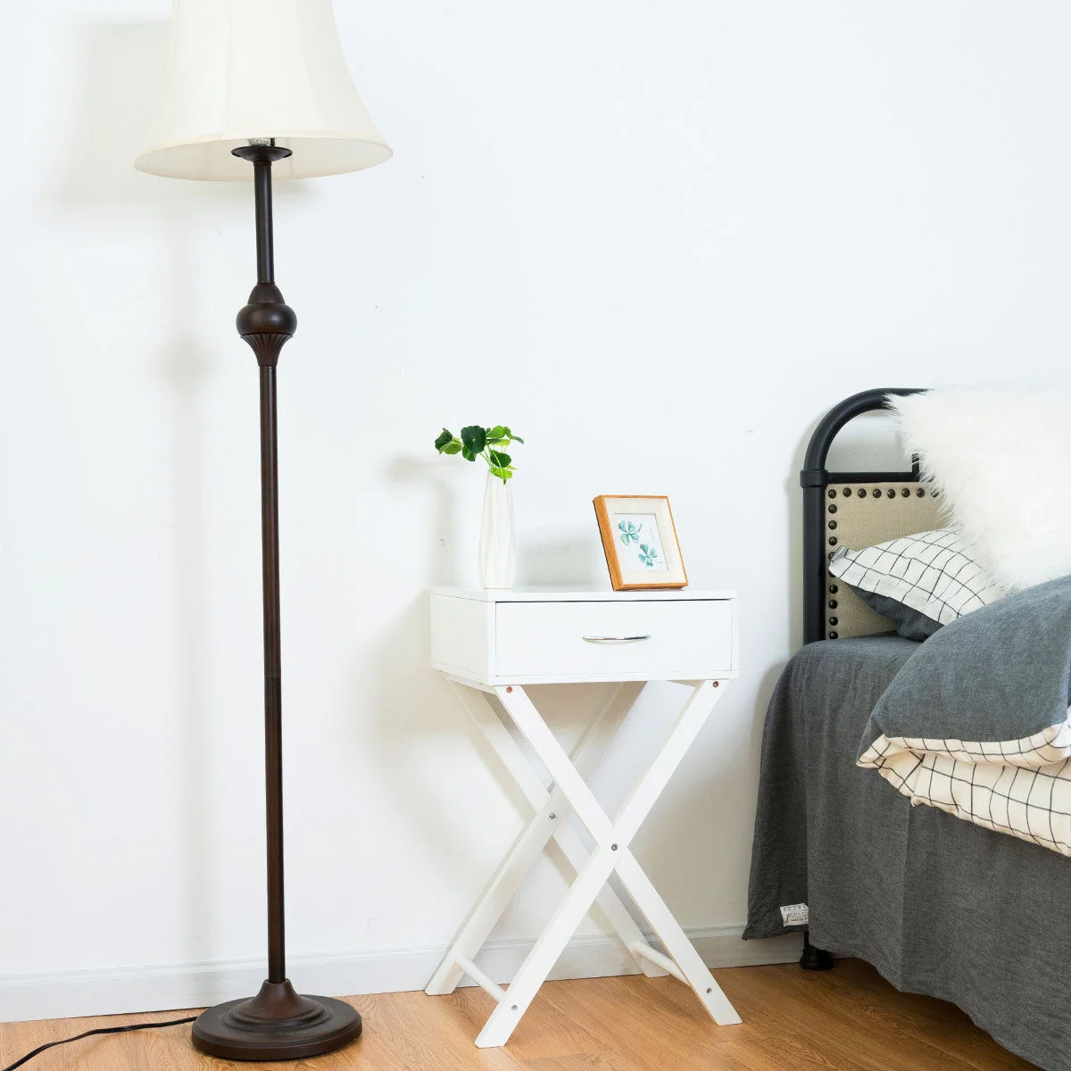 Modern X-Shape Accent Side End Table, White - Image 5