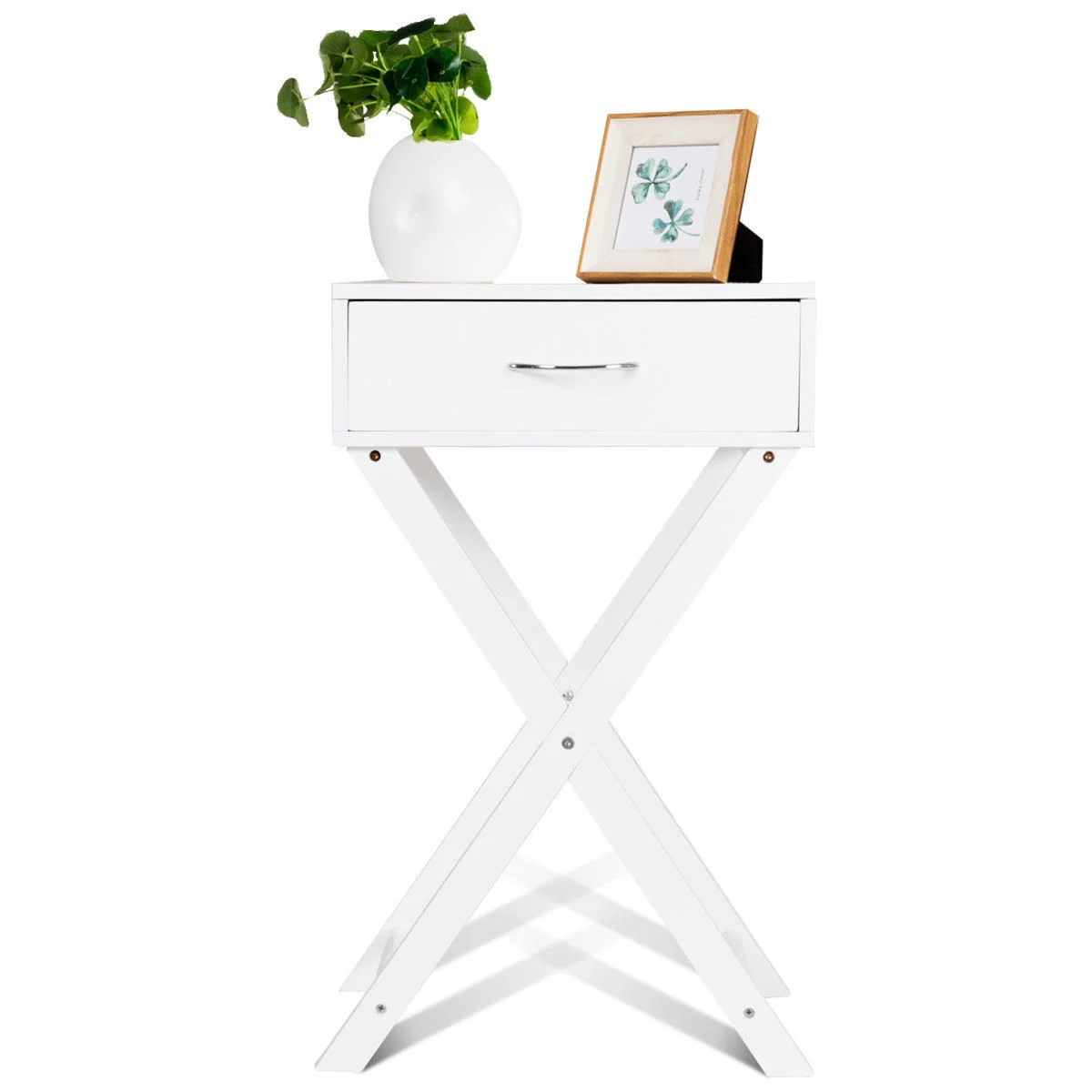 Modern X-Shape Accent Side End Table, White - Image 6